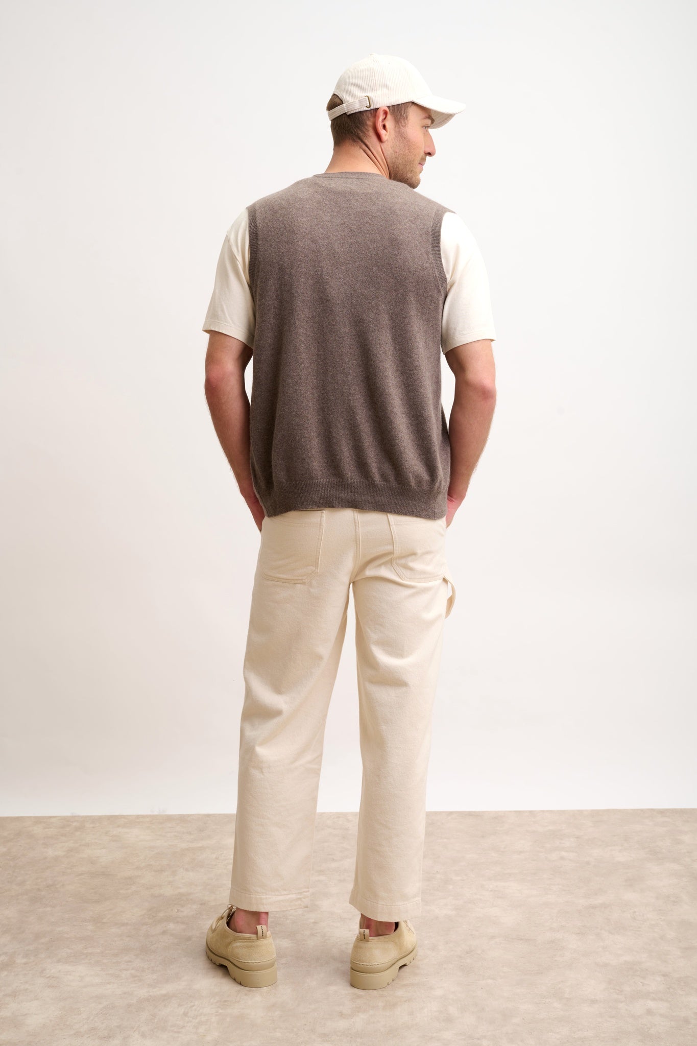 LANA cardigan v-neck taupe mottled