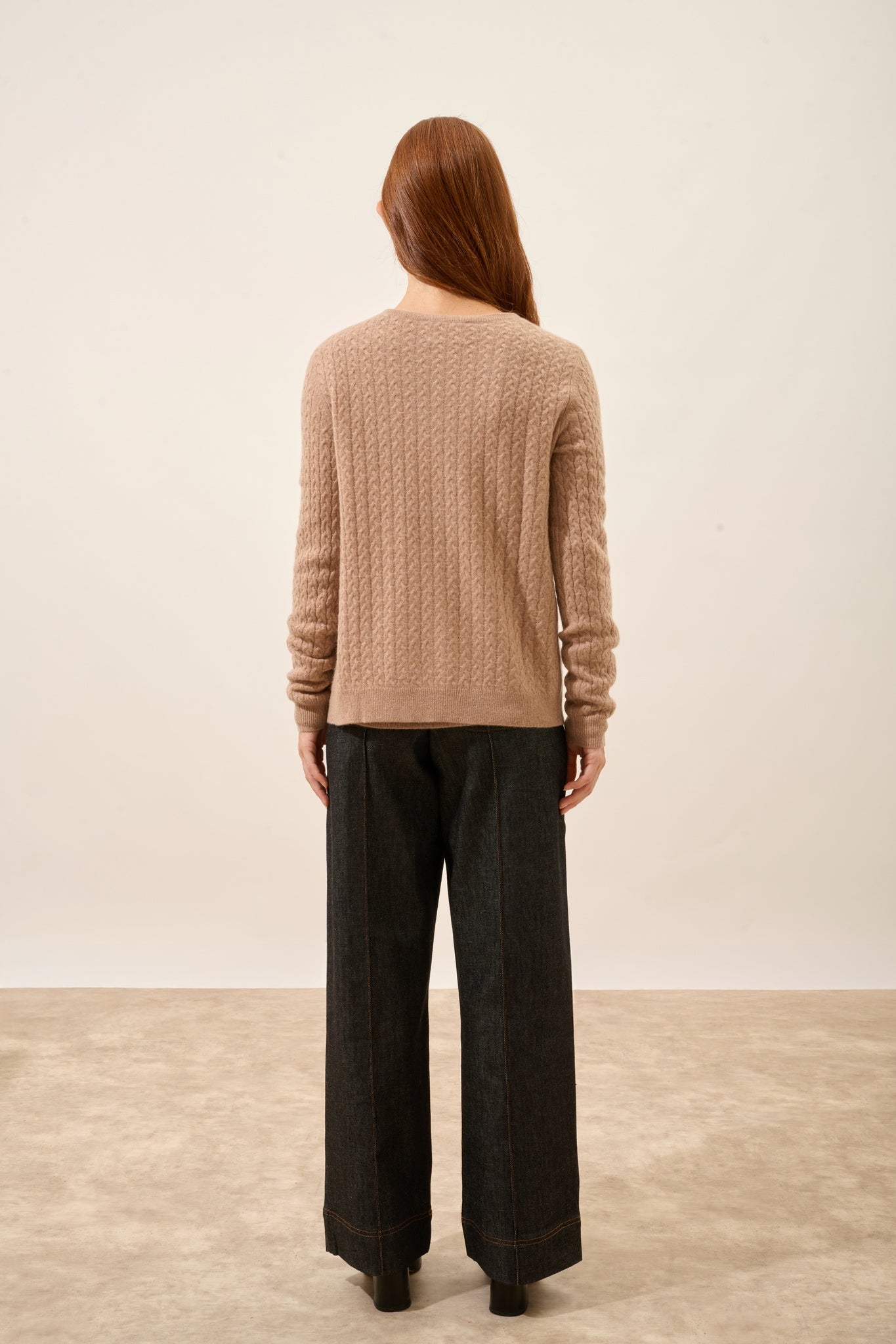 LAURA cardigan col rond camel chiné