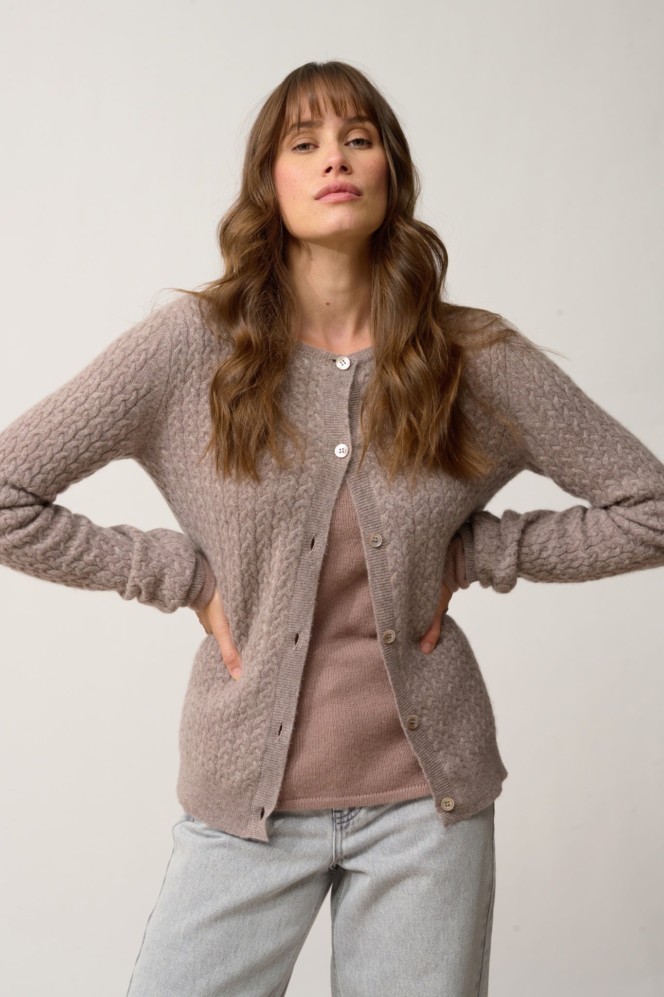 LAURA cardigan col rond caribou chiné