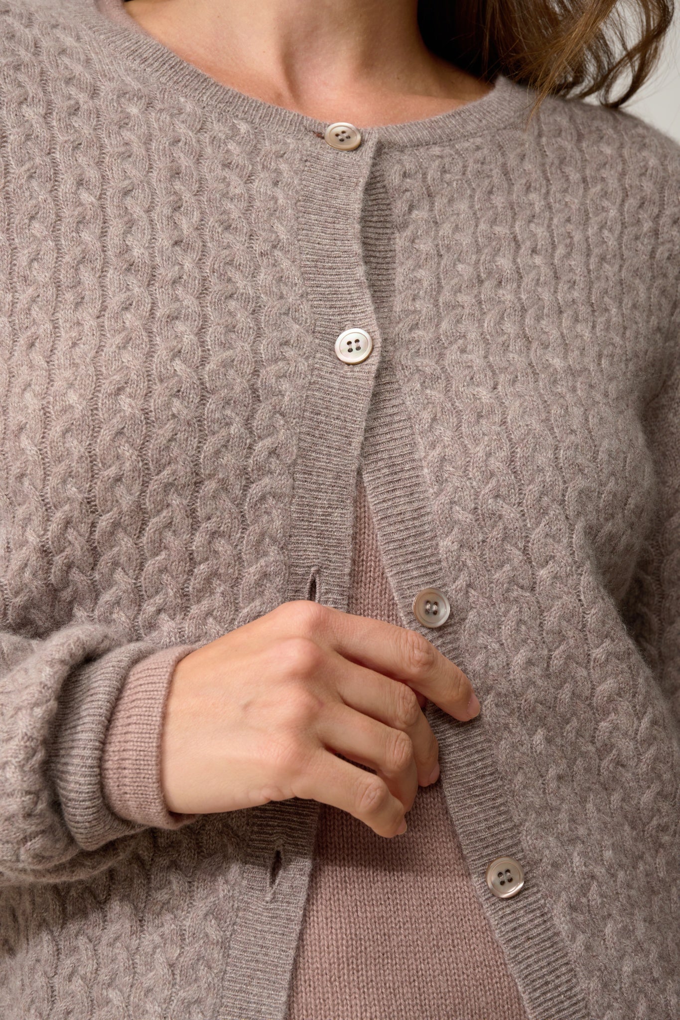 LAURA cardigan col rond caribou chiné