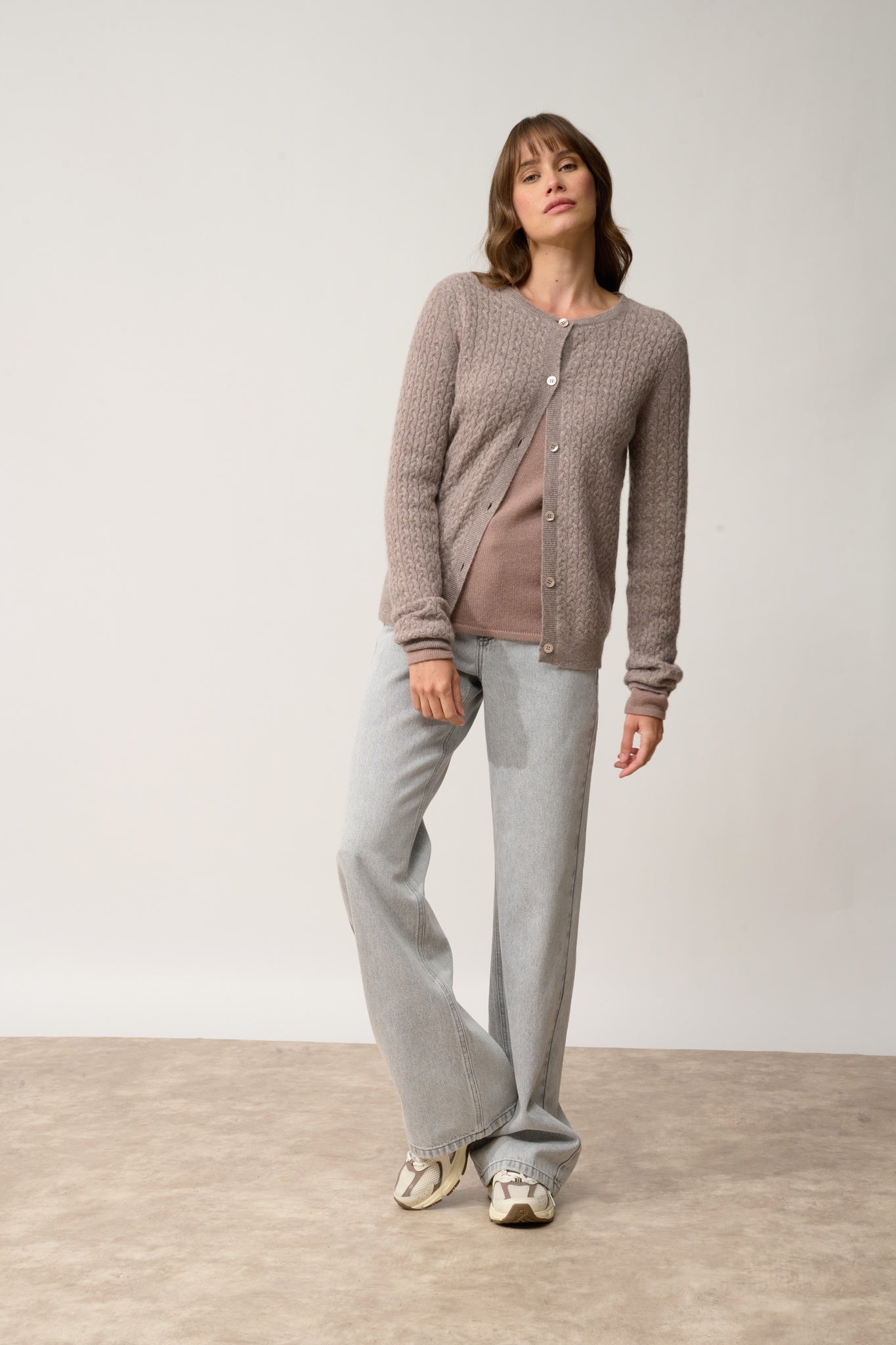 LAURA cardigan col rond caribou chiné