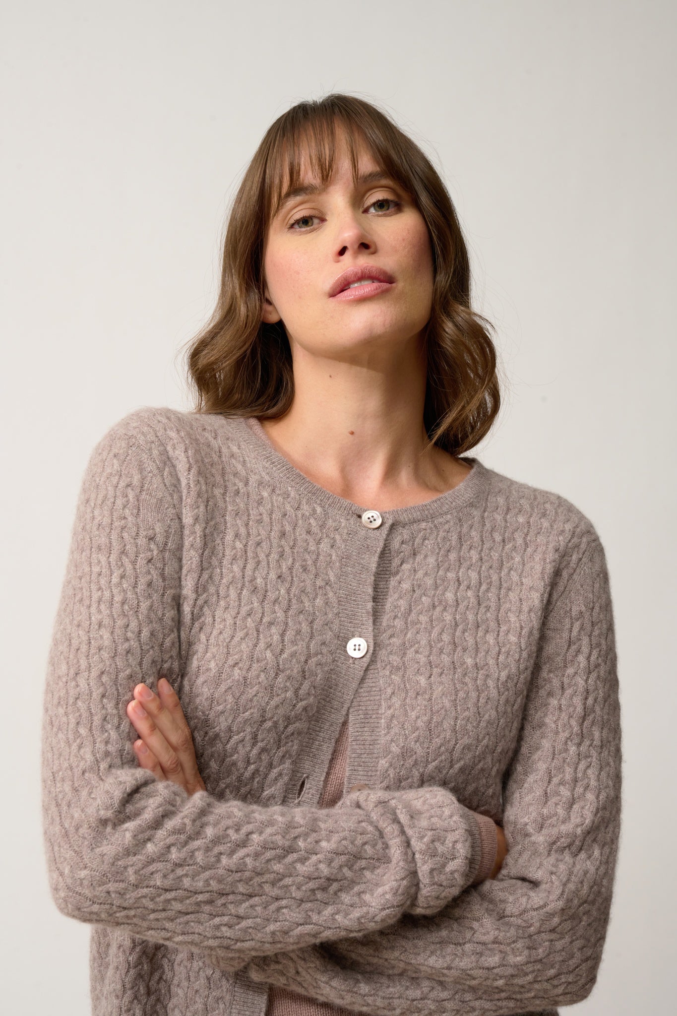 LAURA cardigan col rond caribou chiné