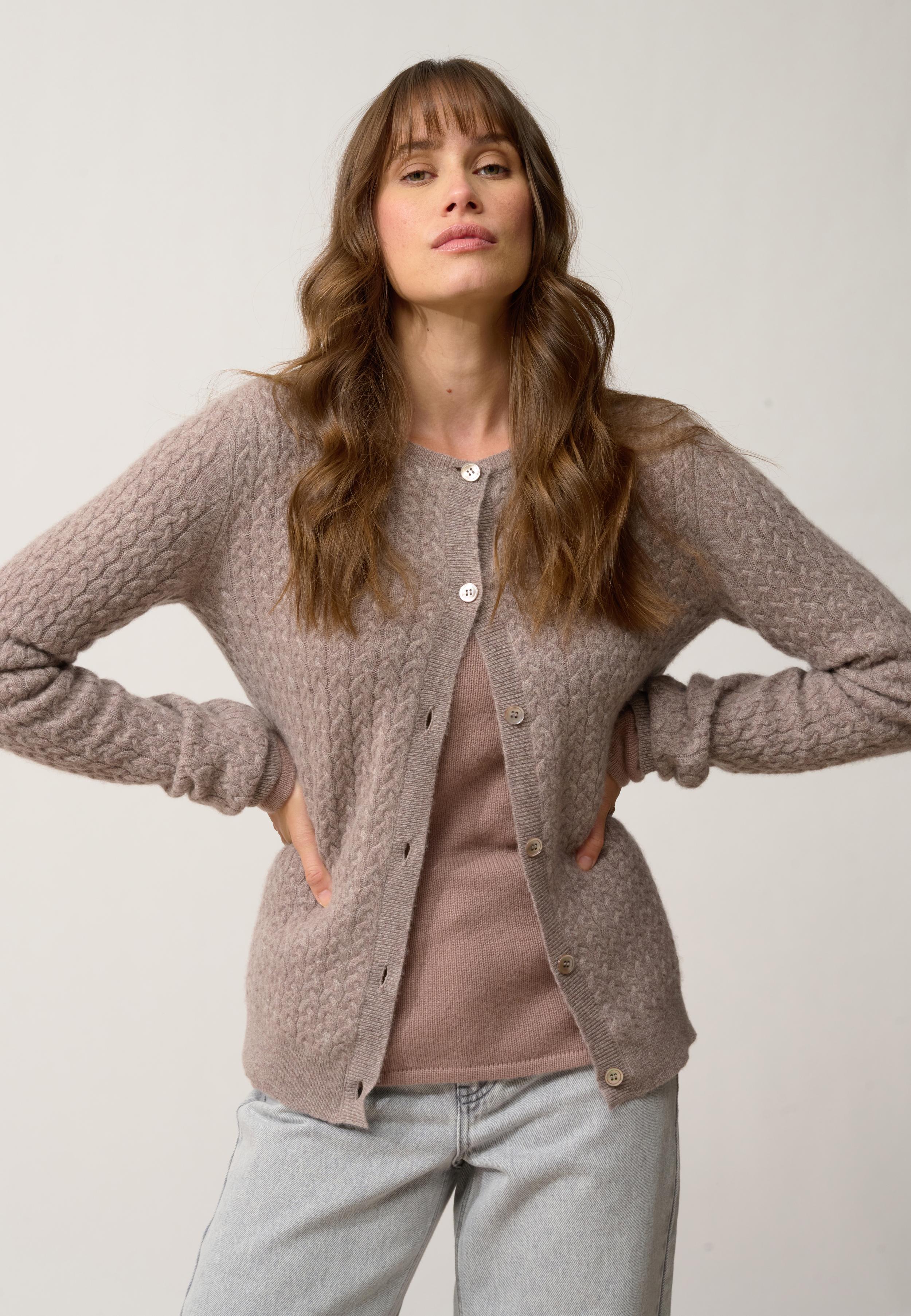 LAURA cardigan col rond caribou chiné