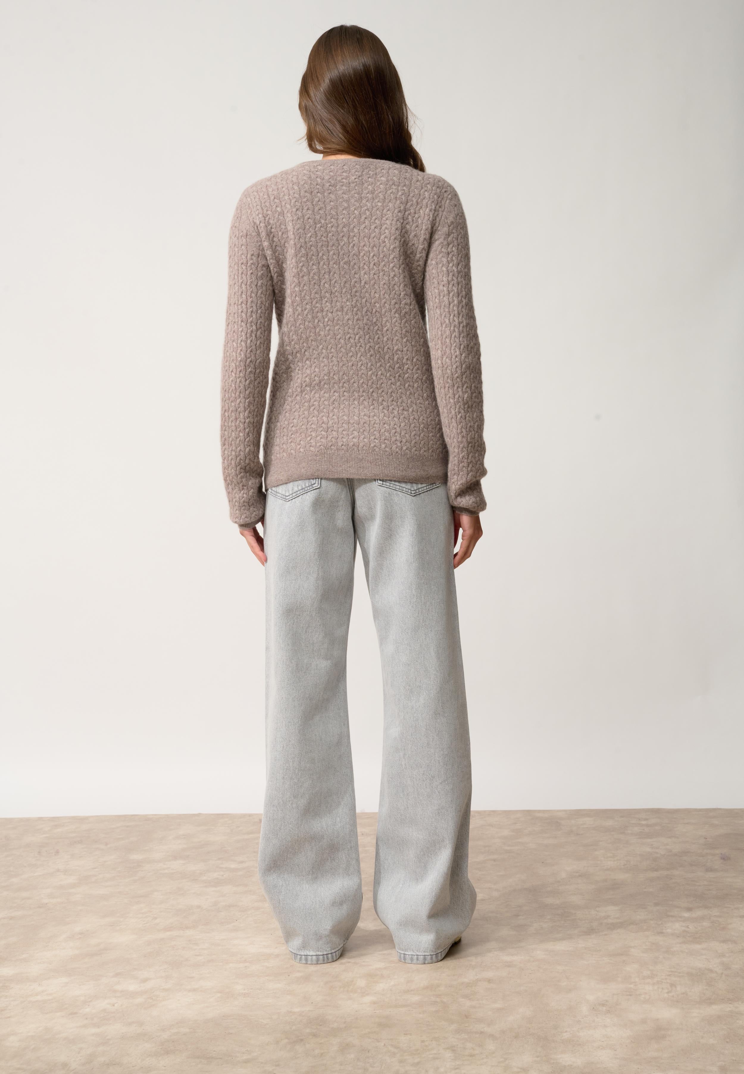 LAURA cardigan col rond caribou chiné