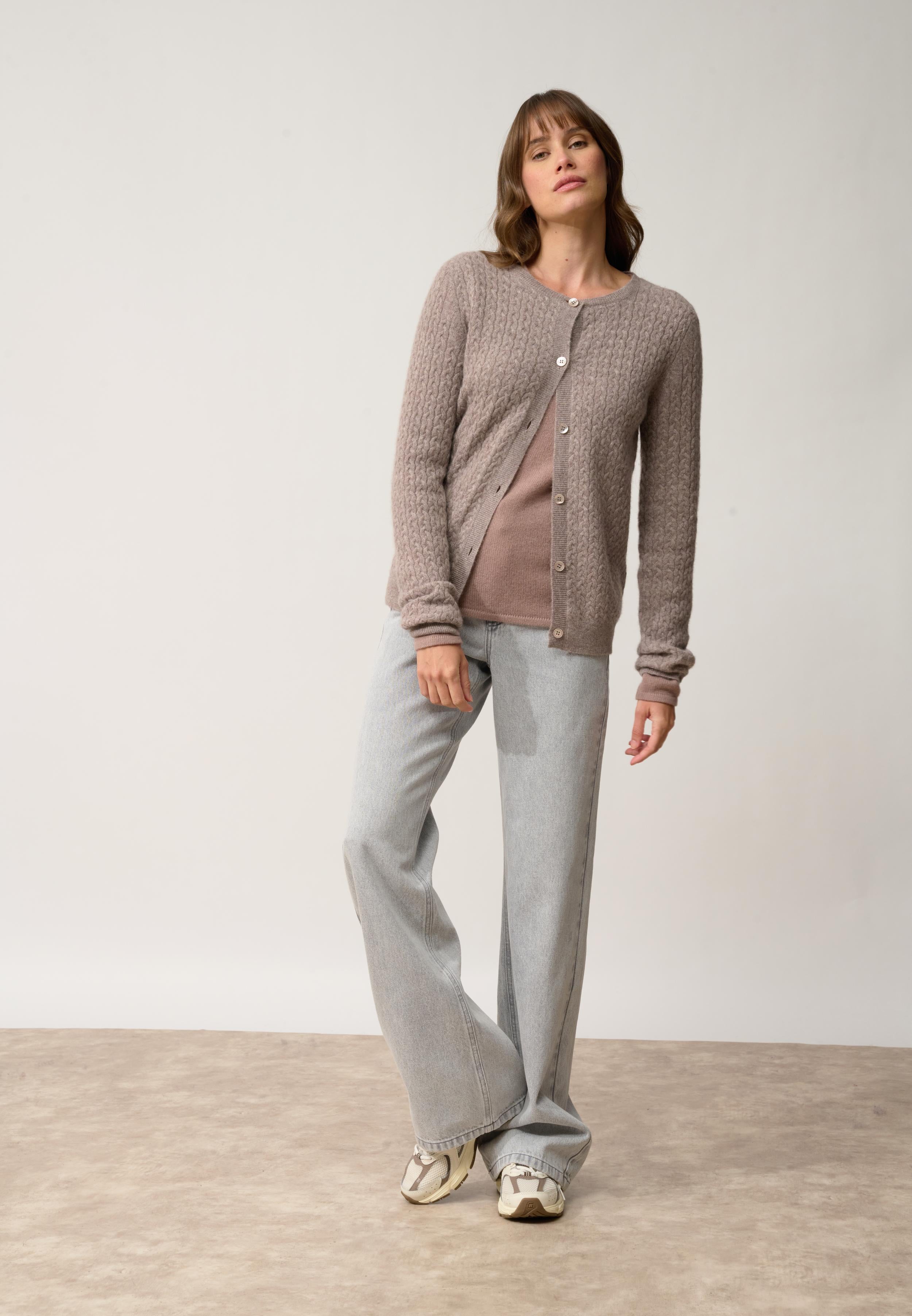 LAURA cardigan col rond caribou chiné