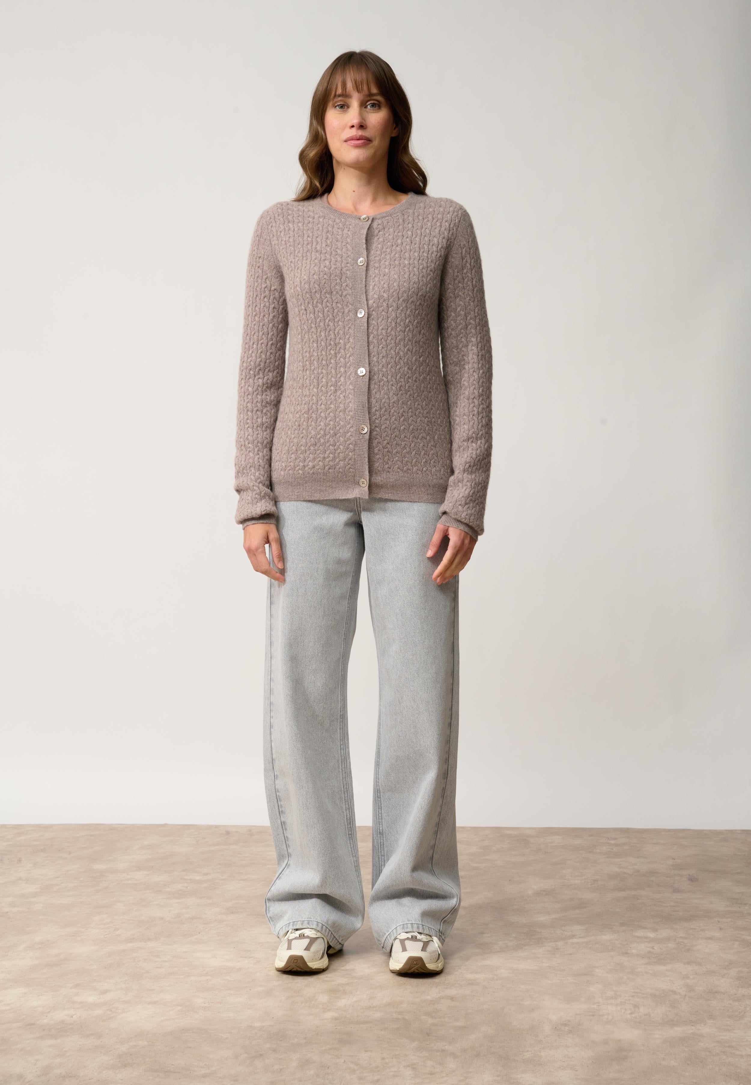 LAURA cardigan col rond caribou chiné
