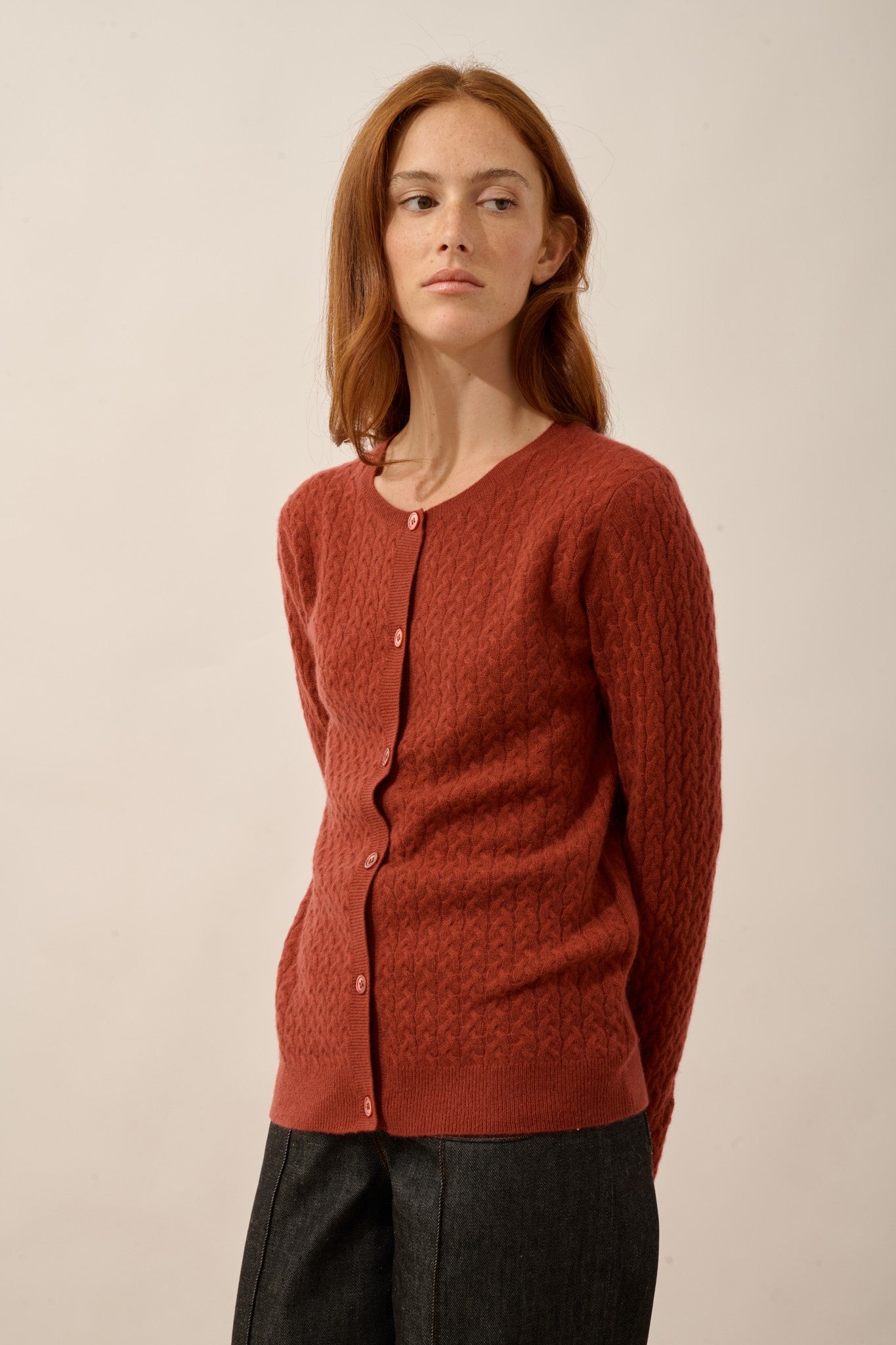 laura cardigan col rond cerise