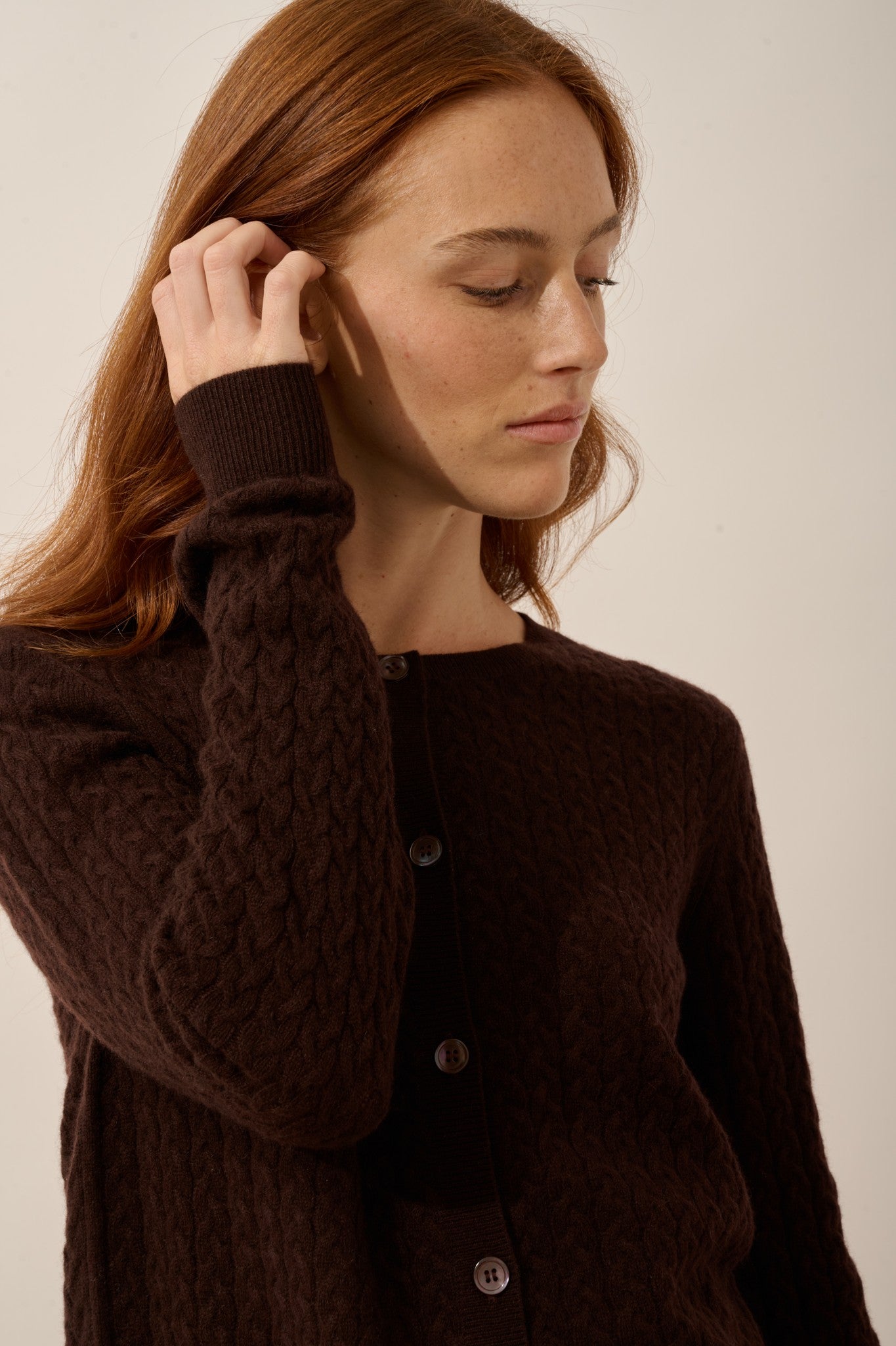 laura cardigan col rond choco
