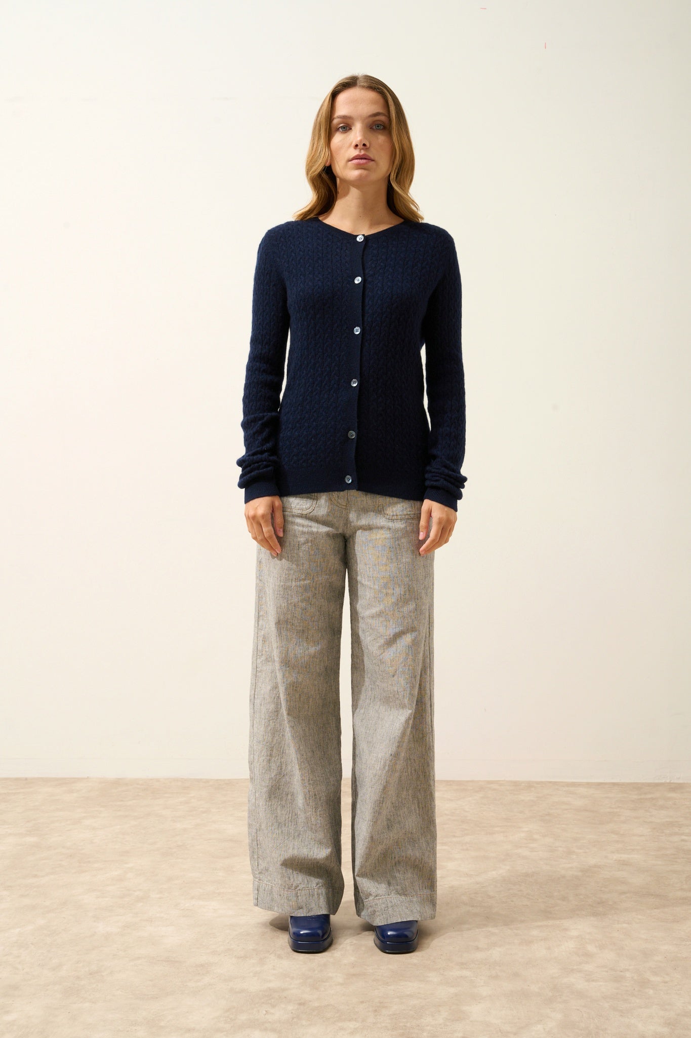 LAURA cardigan col rond navy