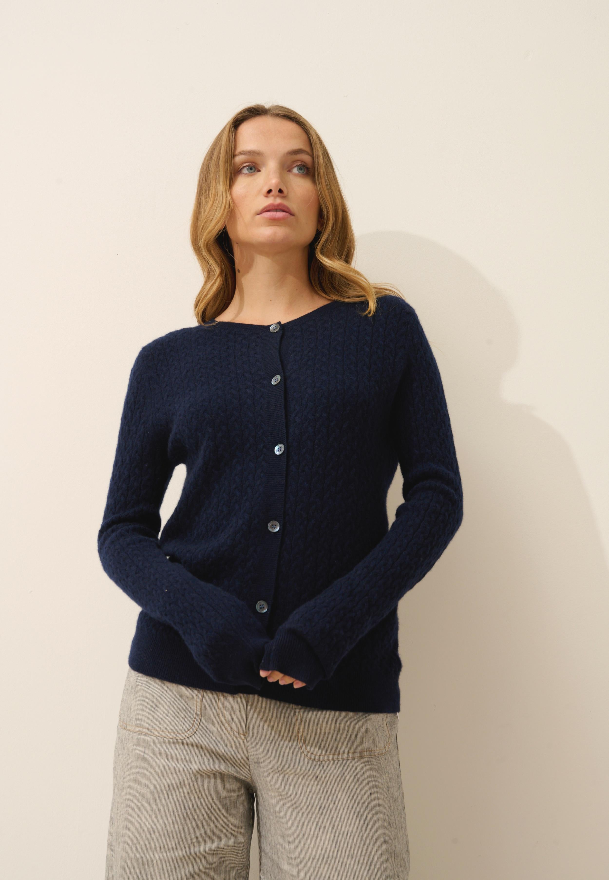 LAURA cardigan col rond navy