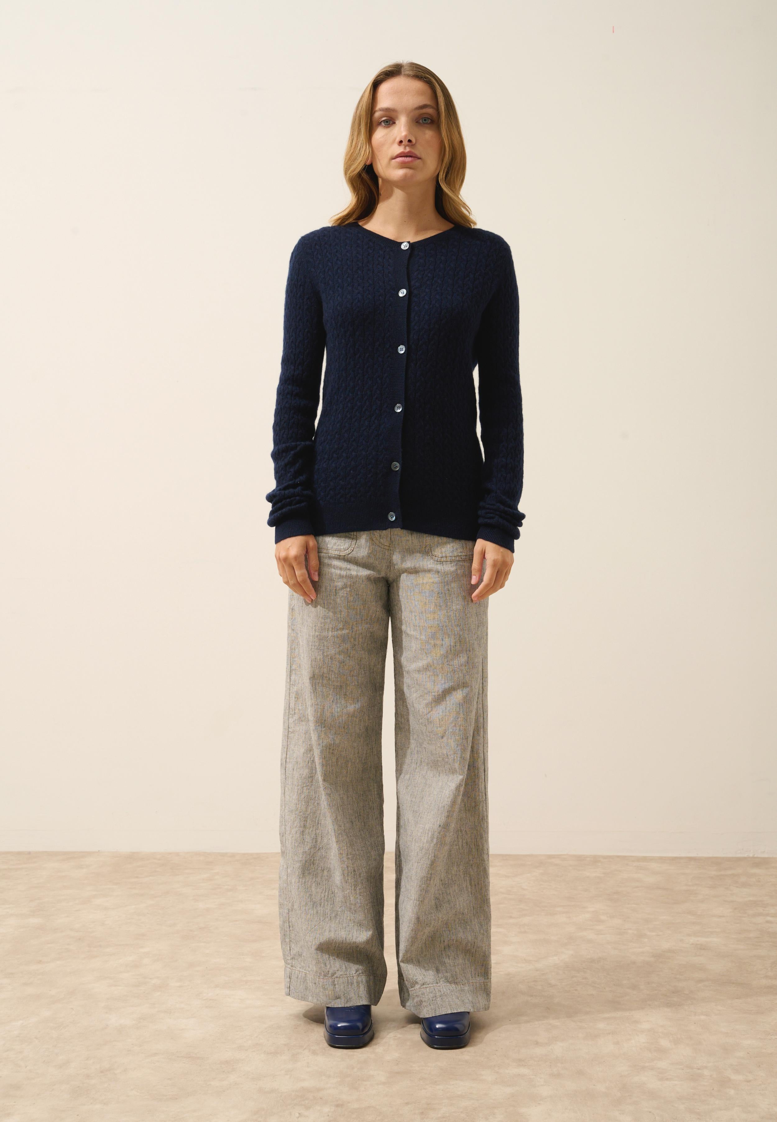 LAURA cardigan col rond navy