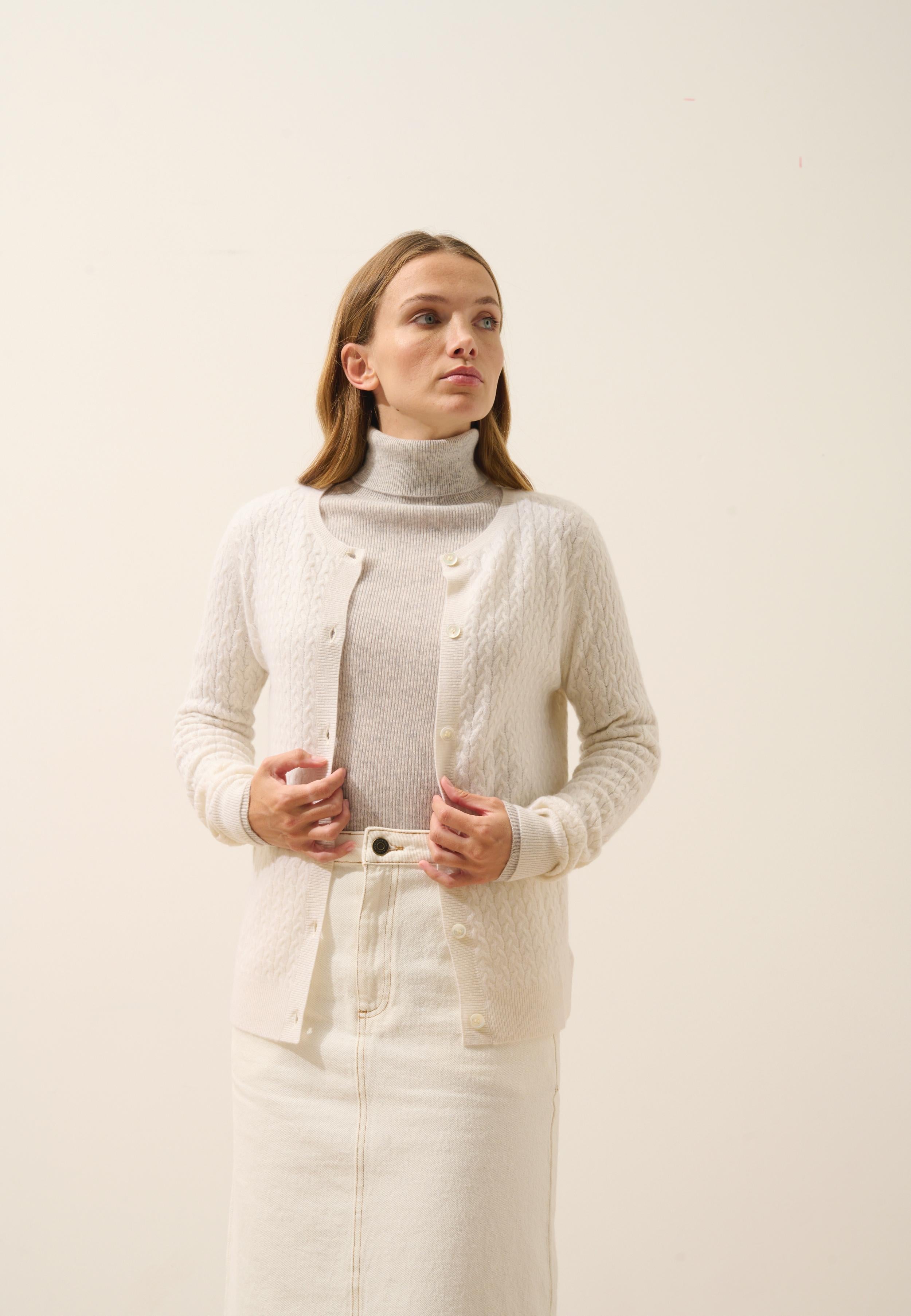 LAURA cardigan col rond neige