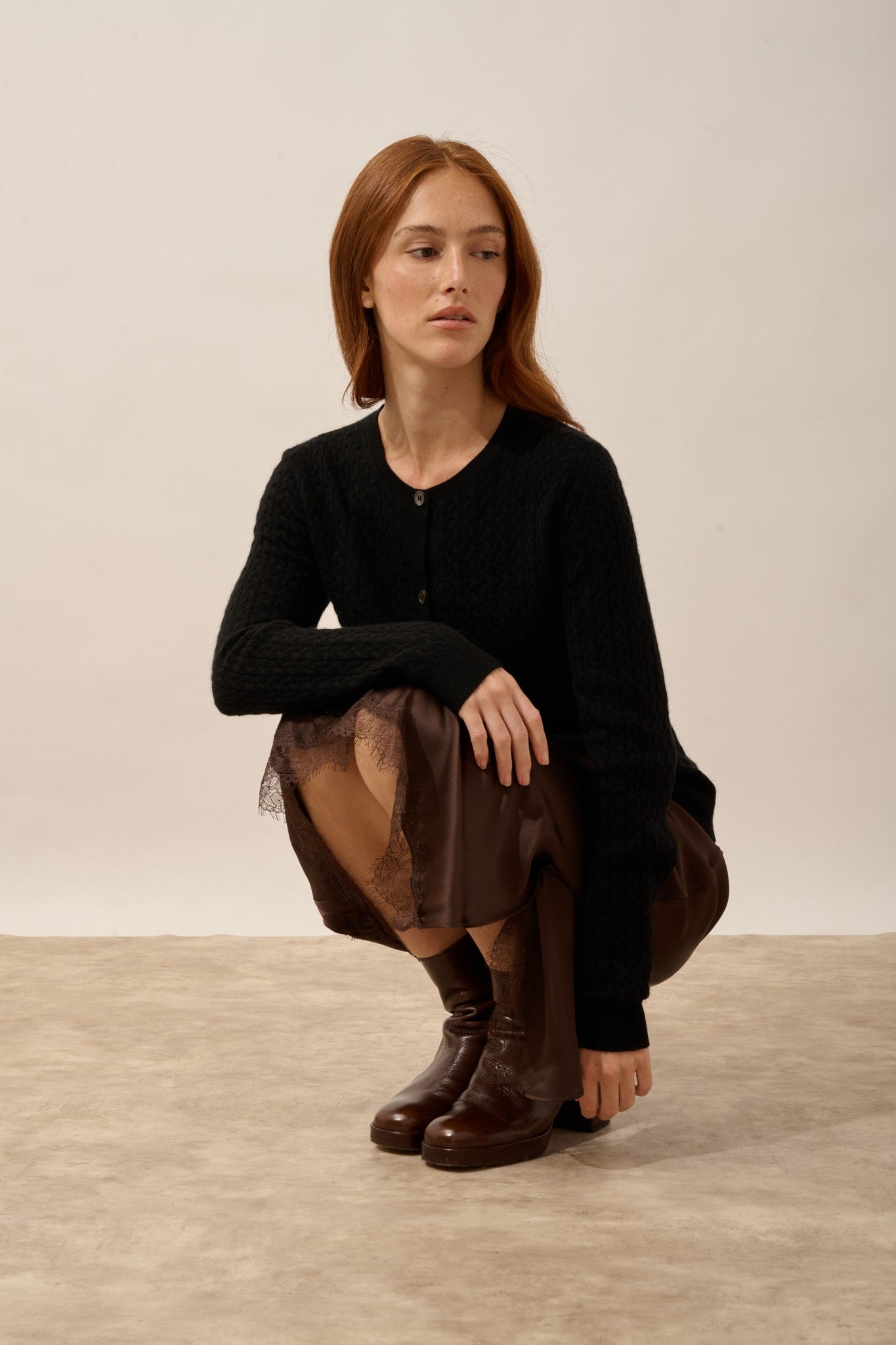 laura cardigan col rond noir