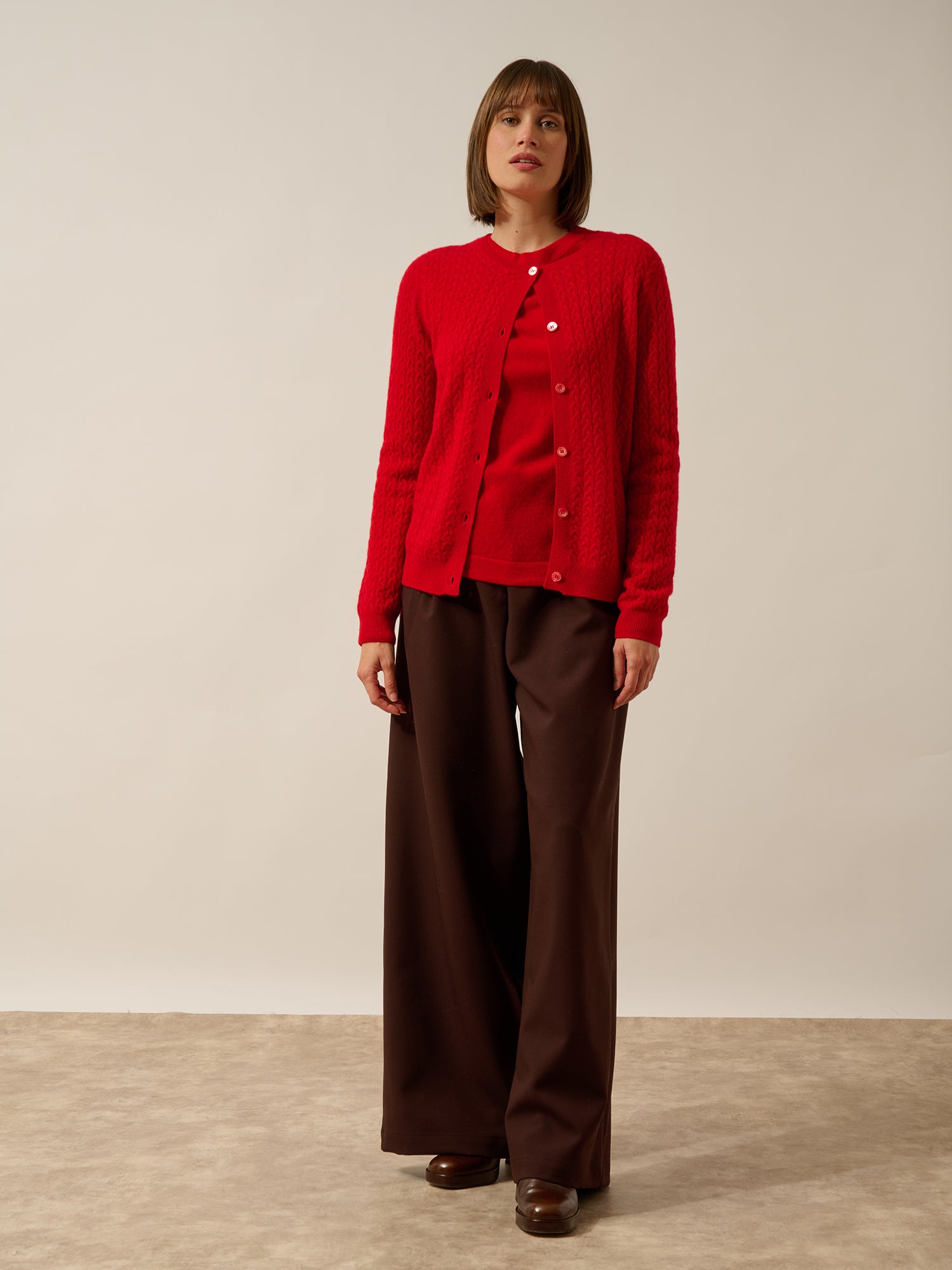 LAURA cardigan col rond rouge