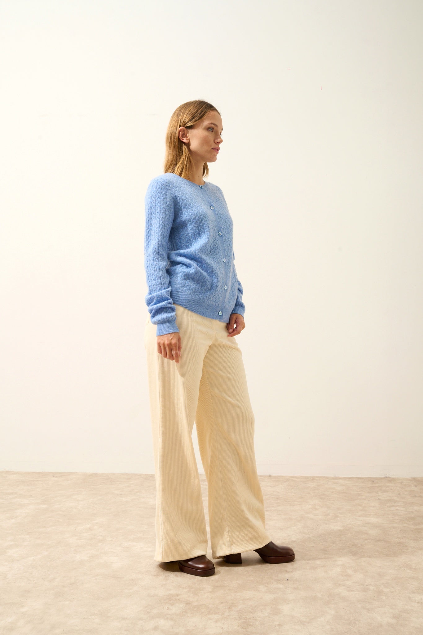 LAURA cardigan col rond sky