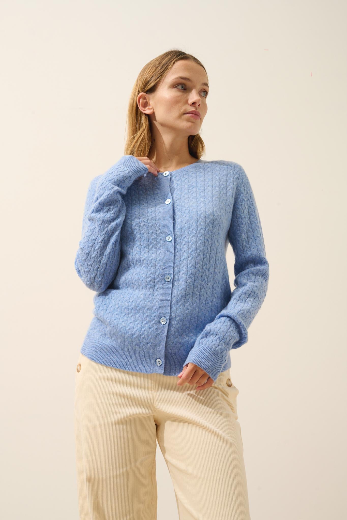 LAURA cardigan col rond sky