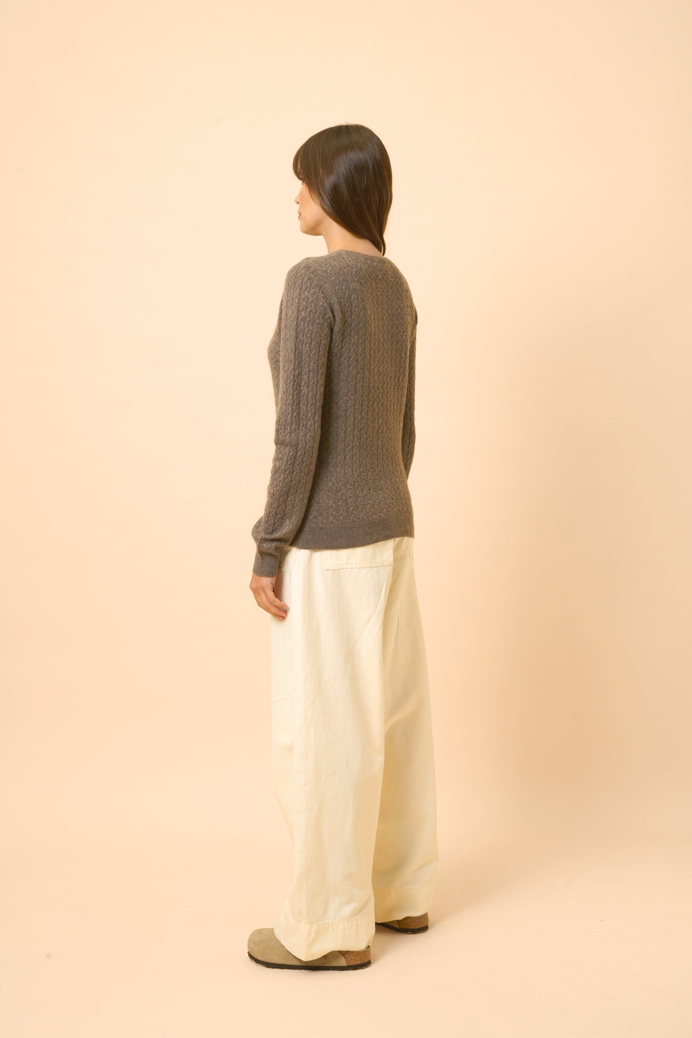 LAURA cardigan col rond taupe chiné