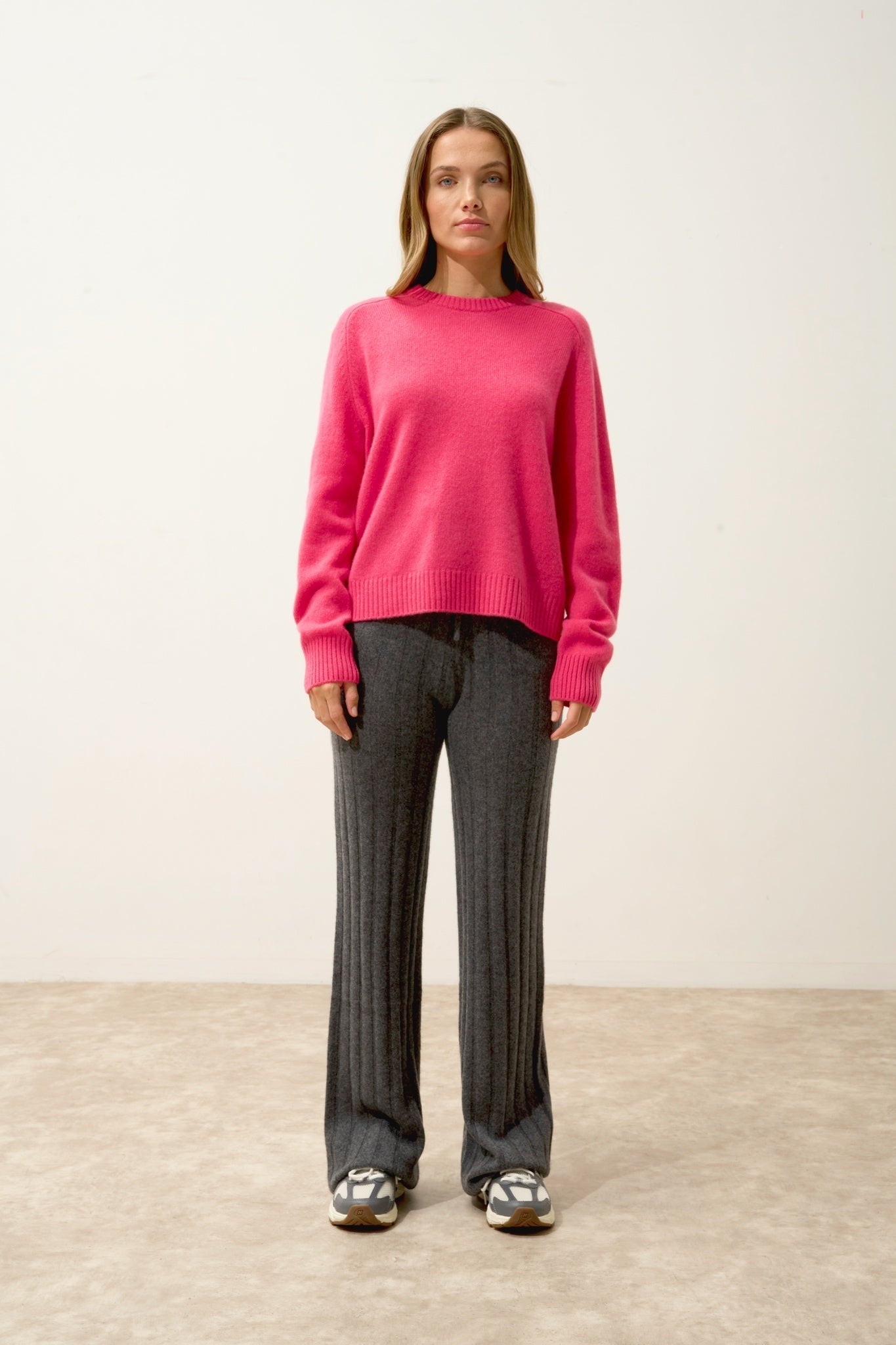 LAVINIA pull col rond 4 fils fraise