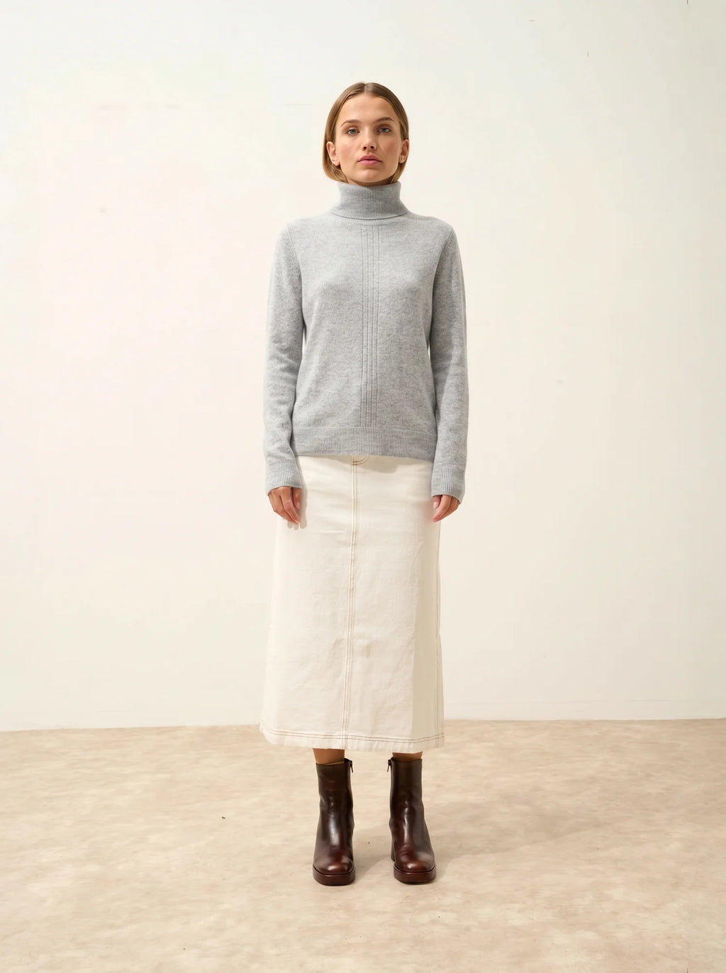 ORIANNE Pull Col Roulé Nuage Chiné
