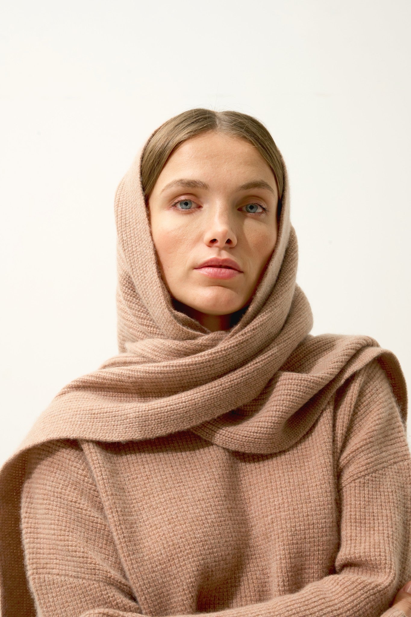 lea écharpe 4 fils camel chiné 100% cachemire