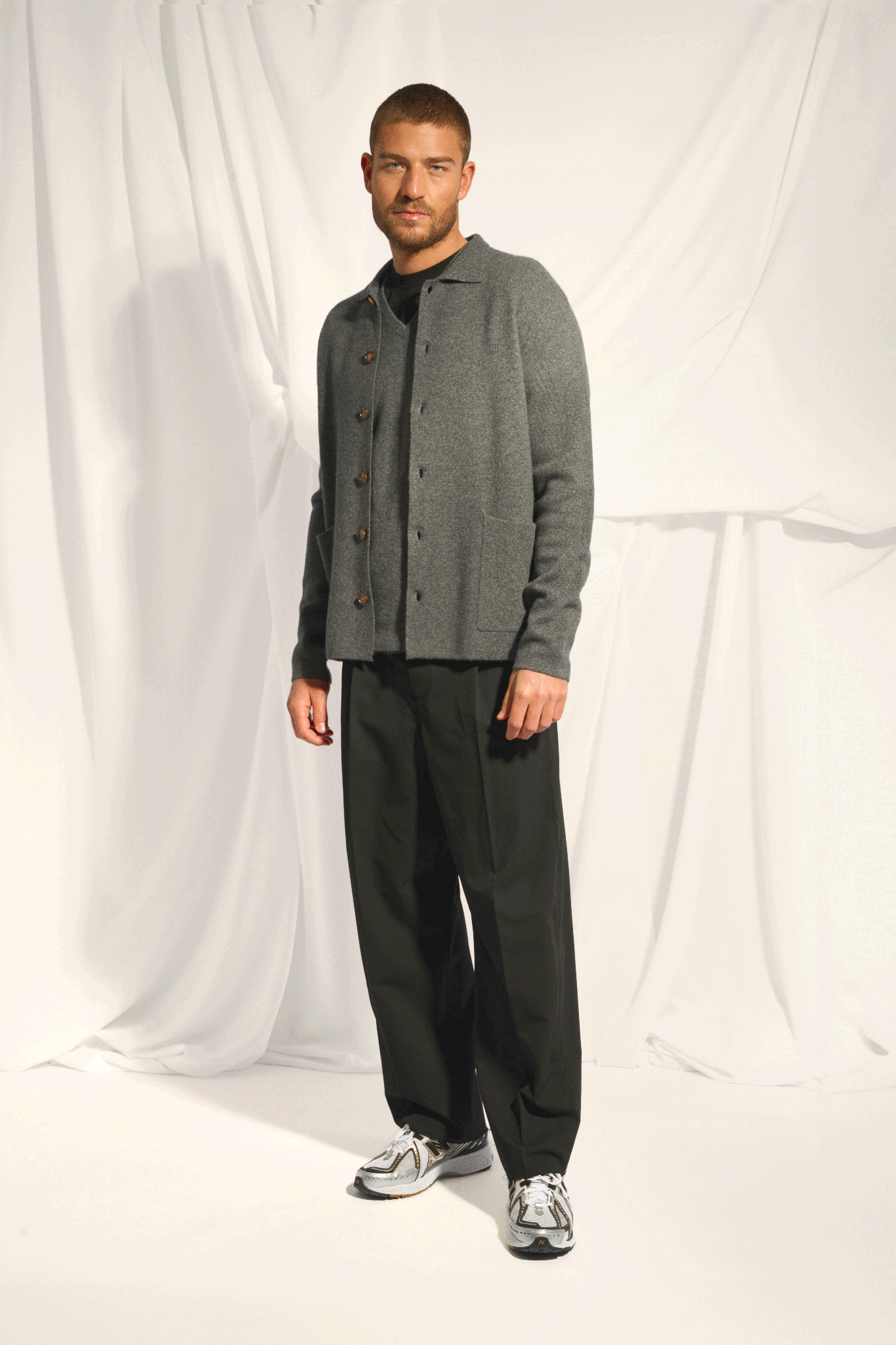 LEIFUR veste col chemise anthracite chiné