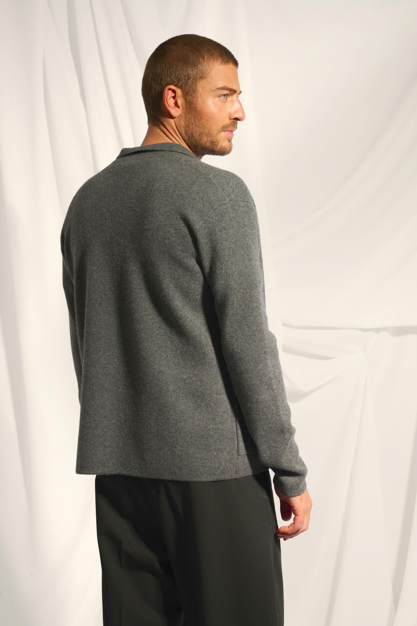 LEIFUR veste col chemise anthracite chiné