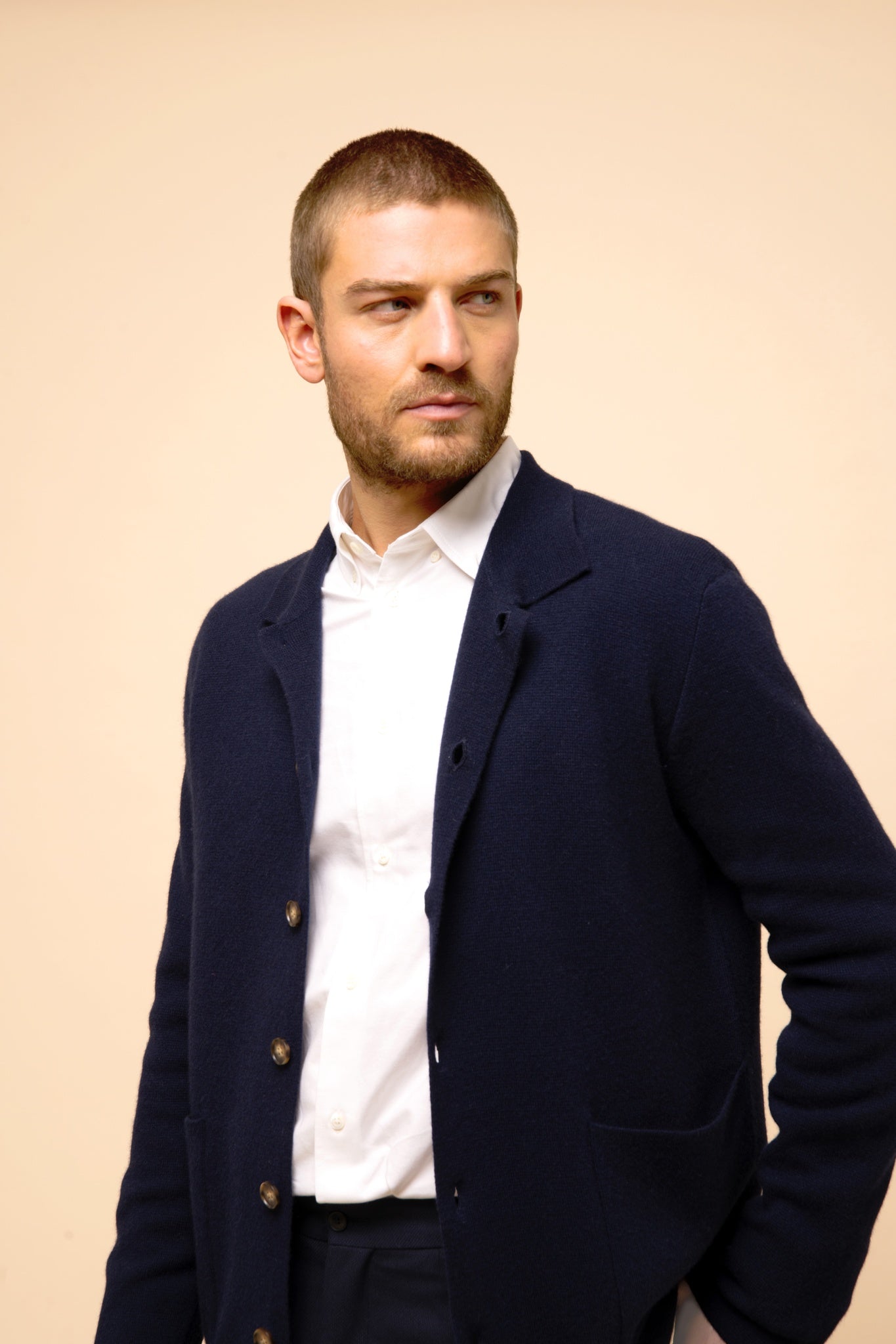 LEIFUR jacket shirt collar navy