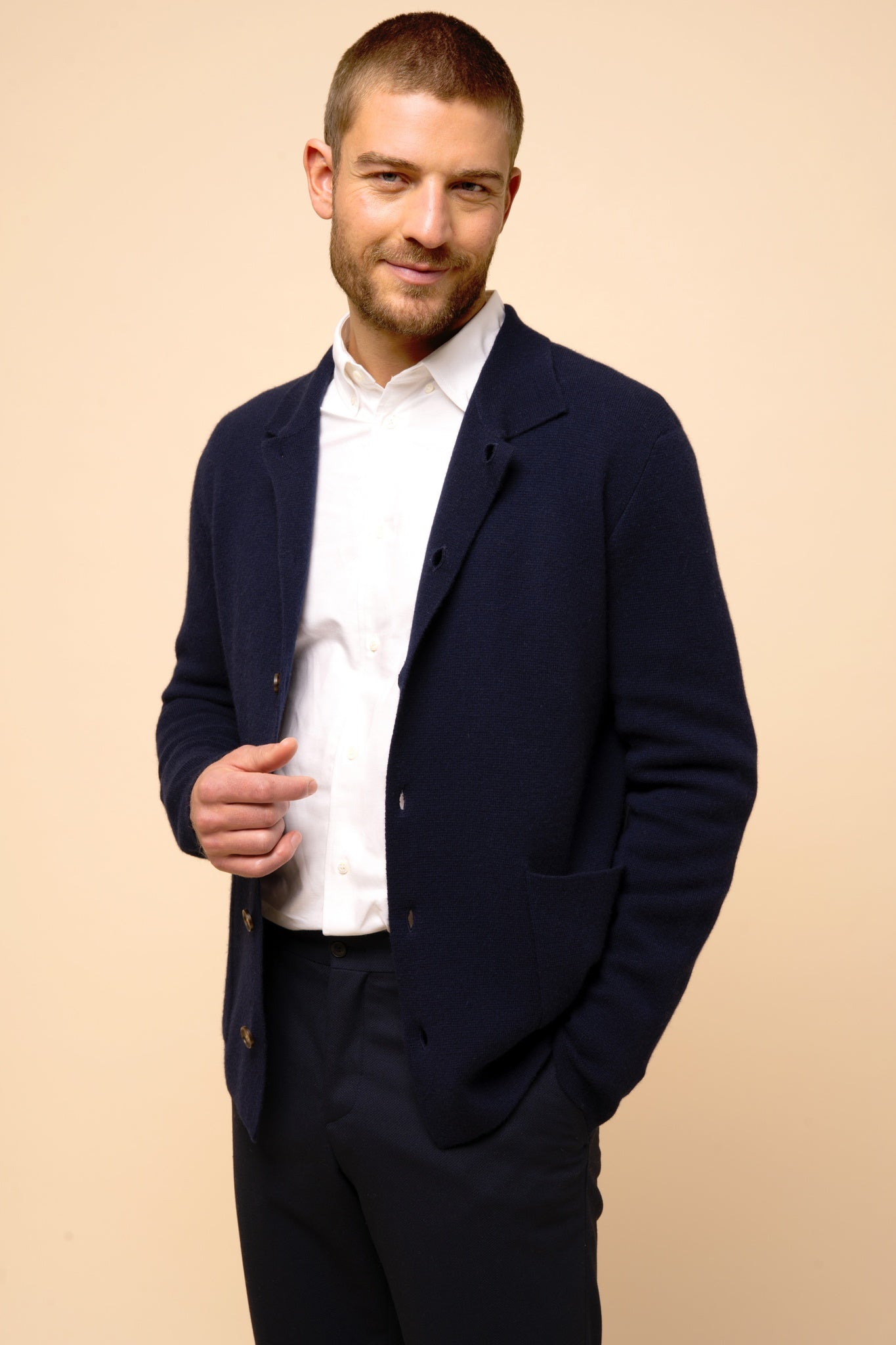 LEIFUR jacket shirt collar navy