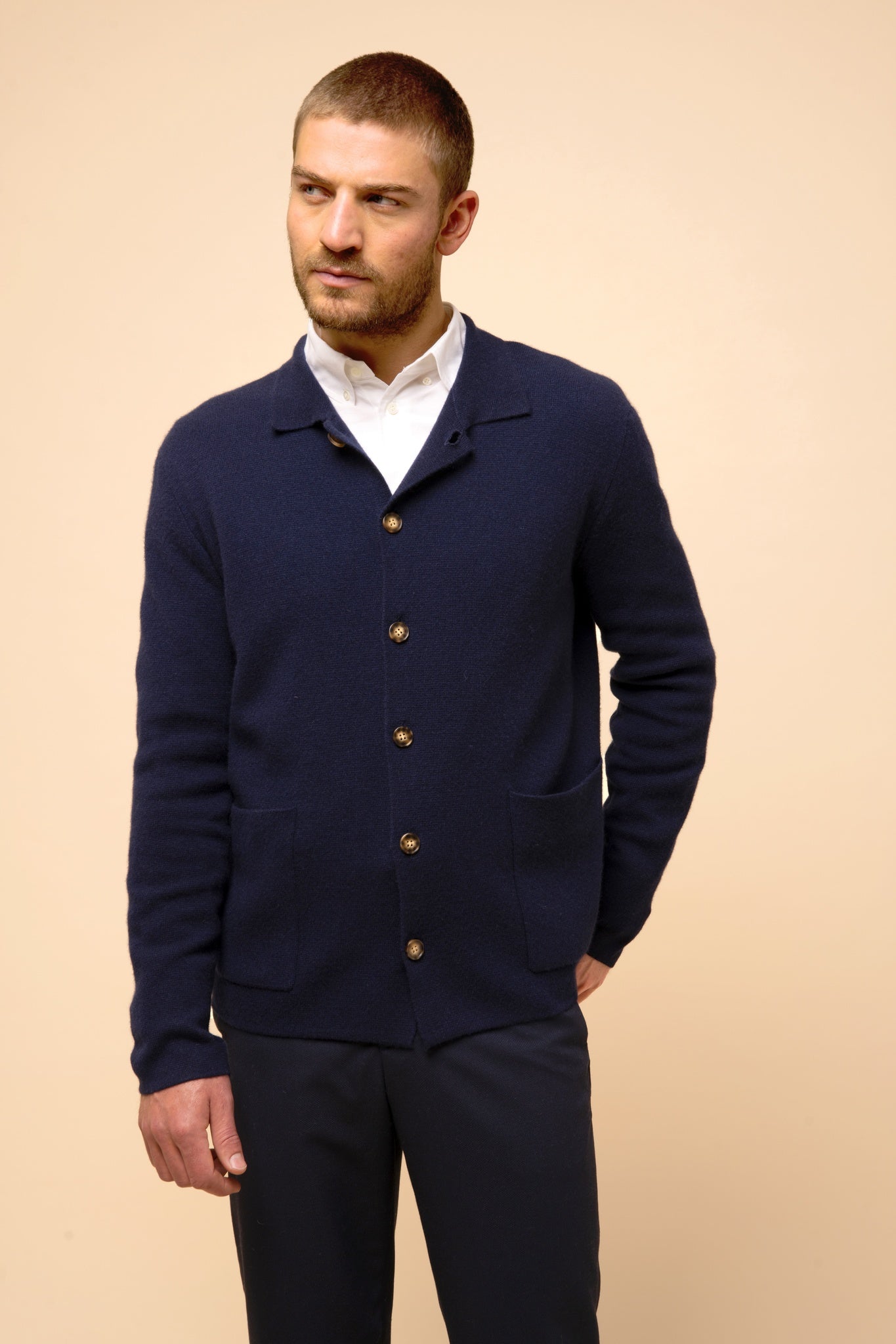 LEIFUR jacket shirt collar navy