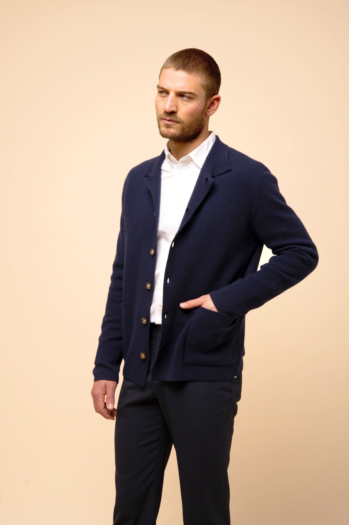 LEIFUR jacket shirt collar navy