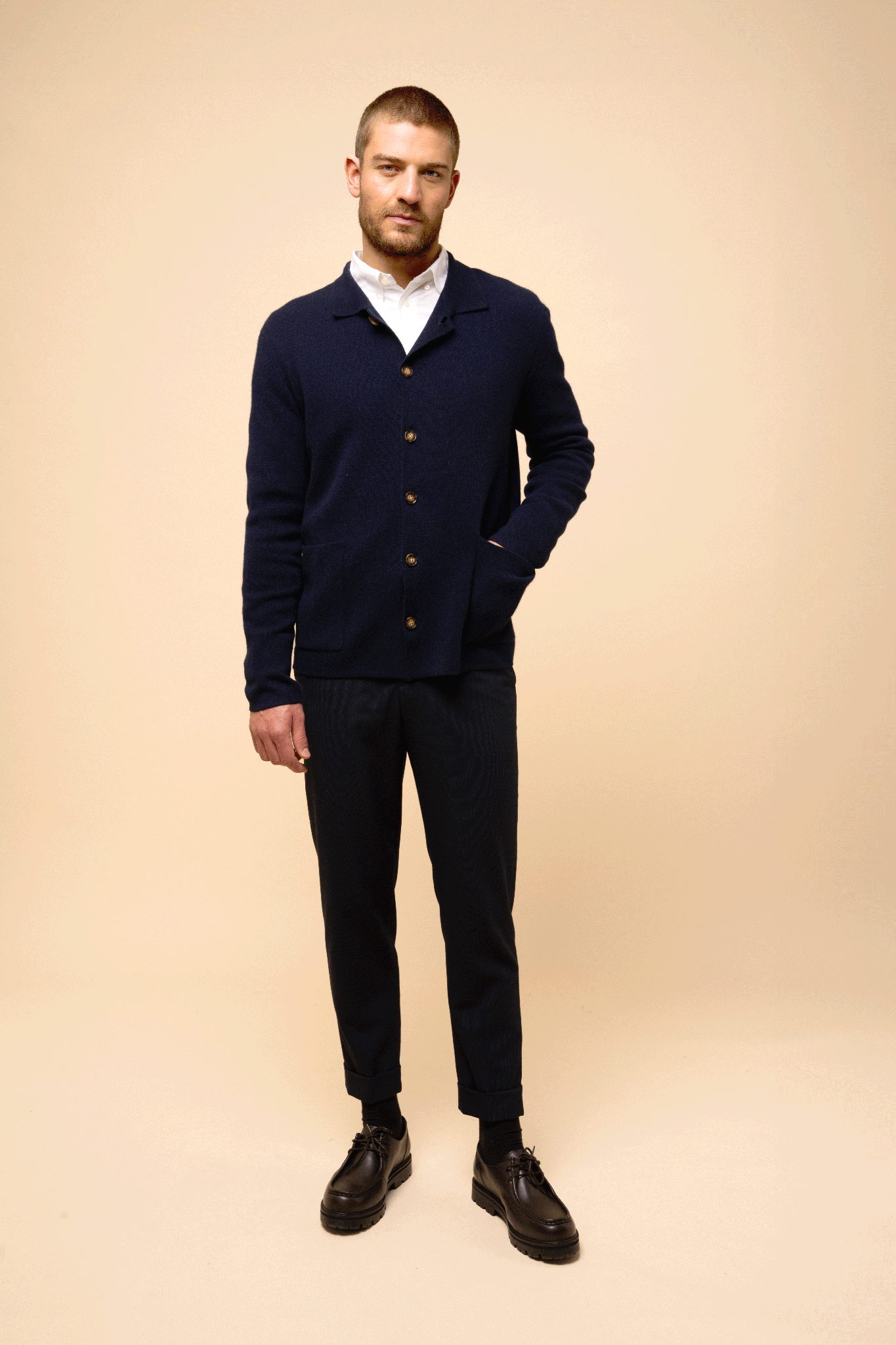 LEIFUR veste col chemise navy