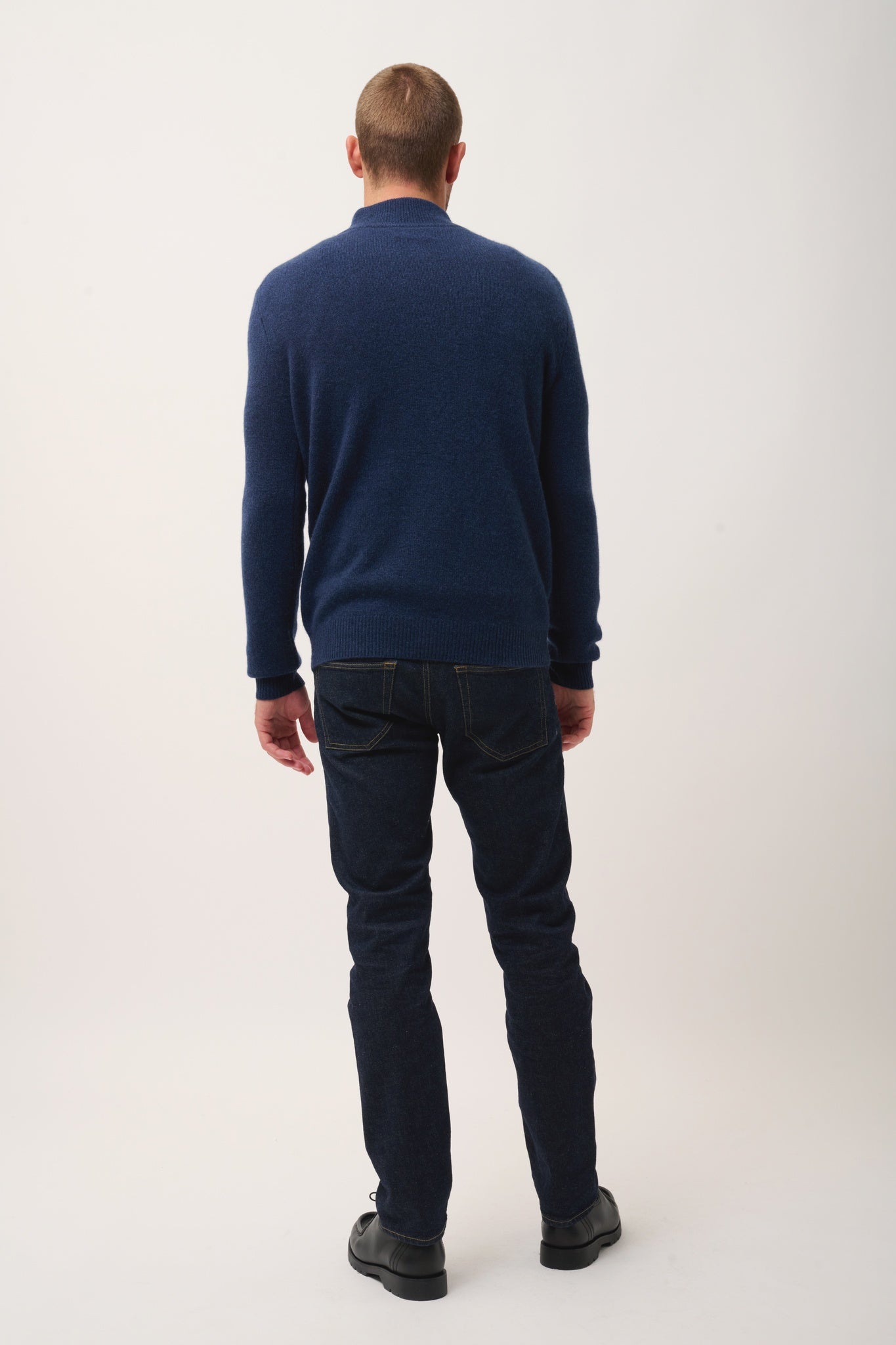 LEONIE pull col camionneur bleu nuit chiné