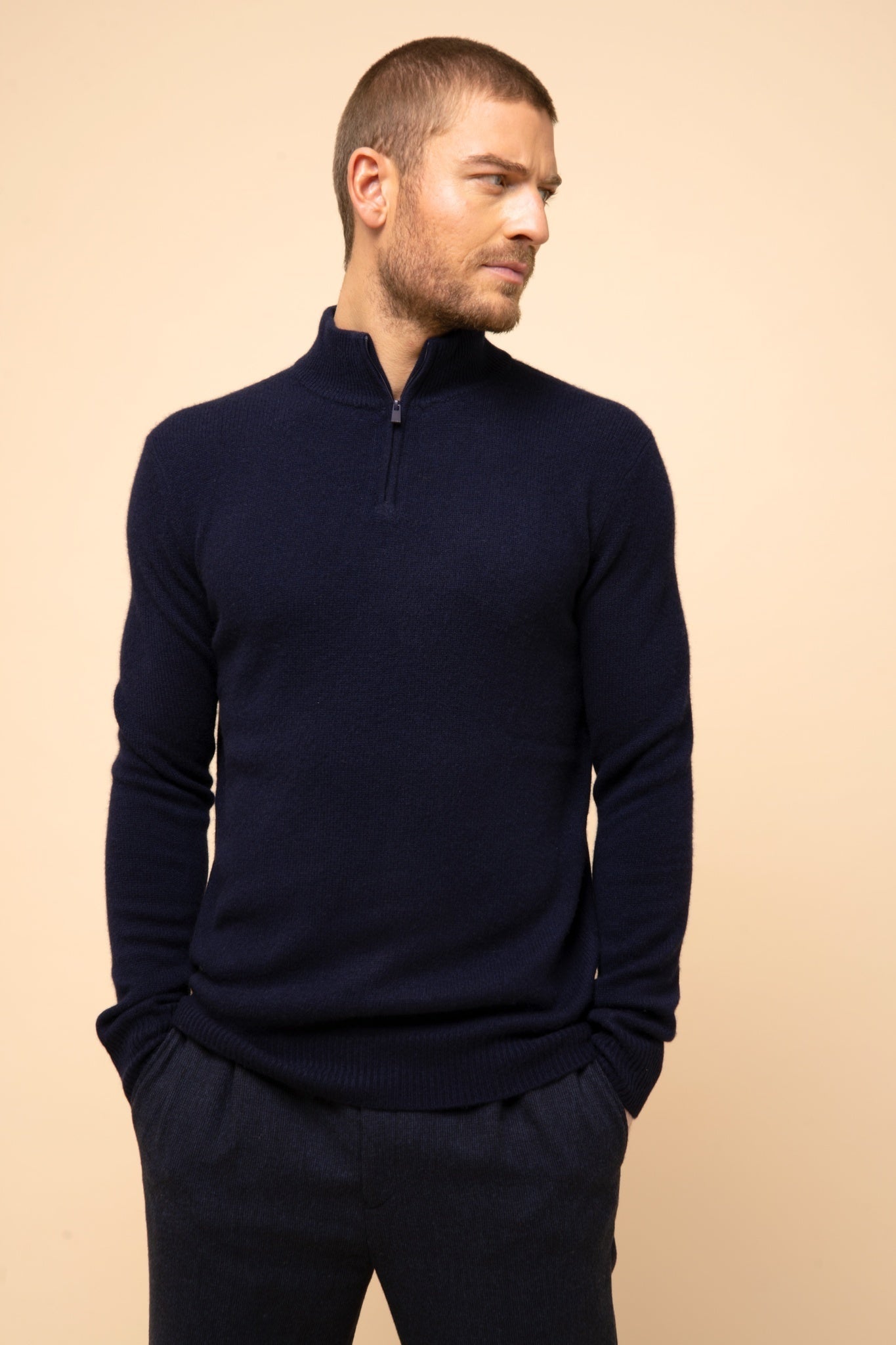 LEONIE pull col camionneur navy