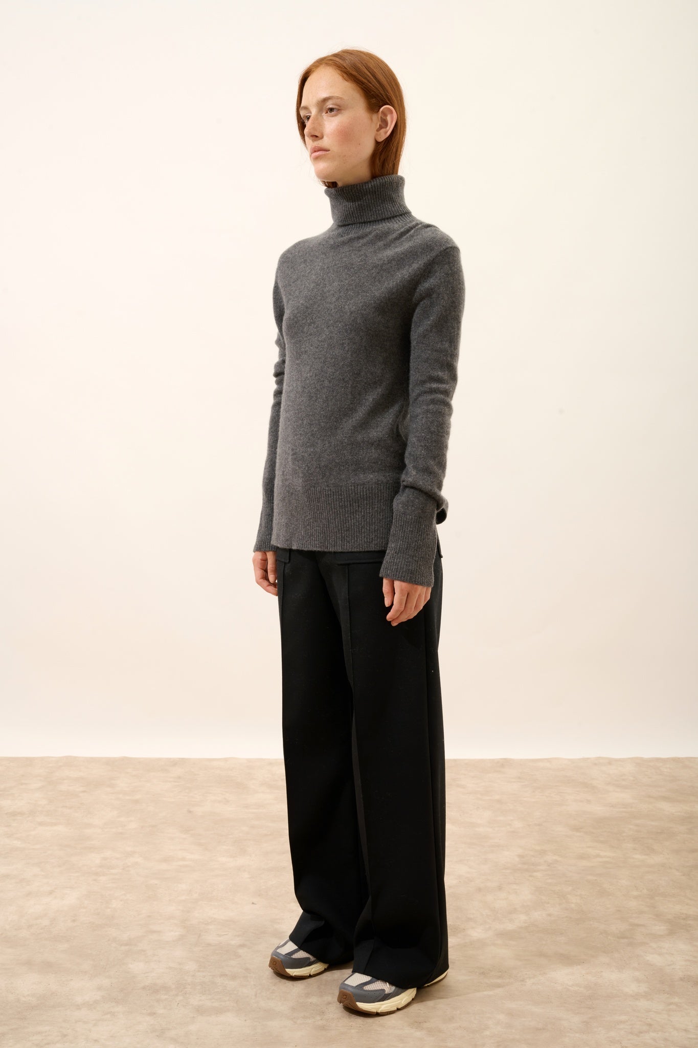 LEXIE pull col roulé anthracite chiné