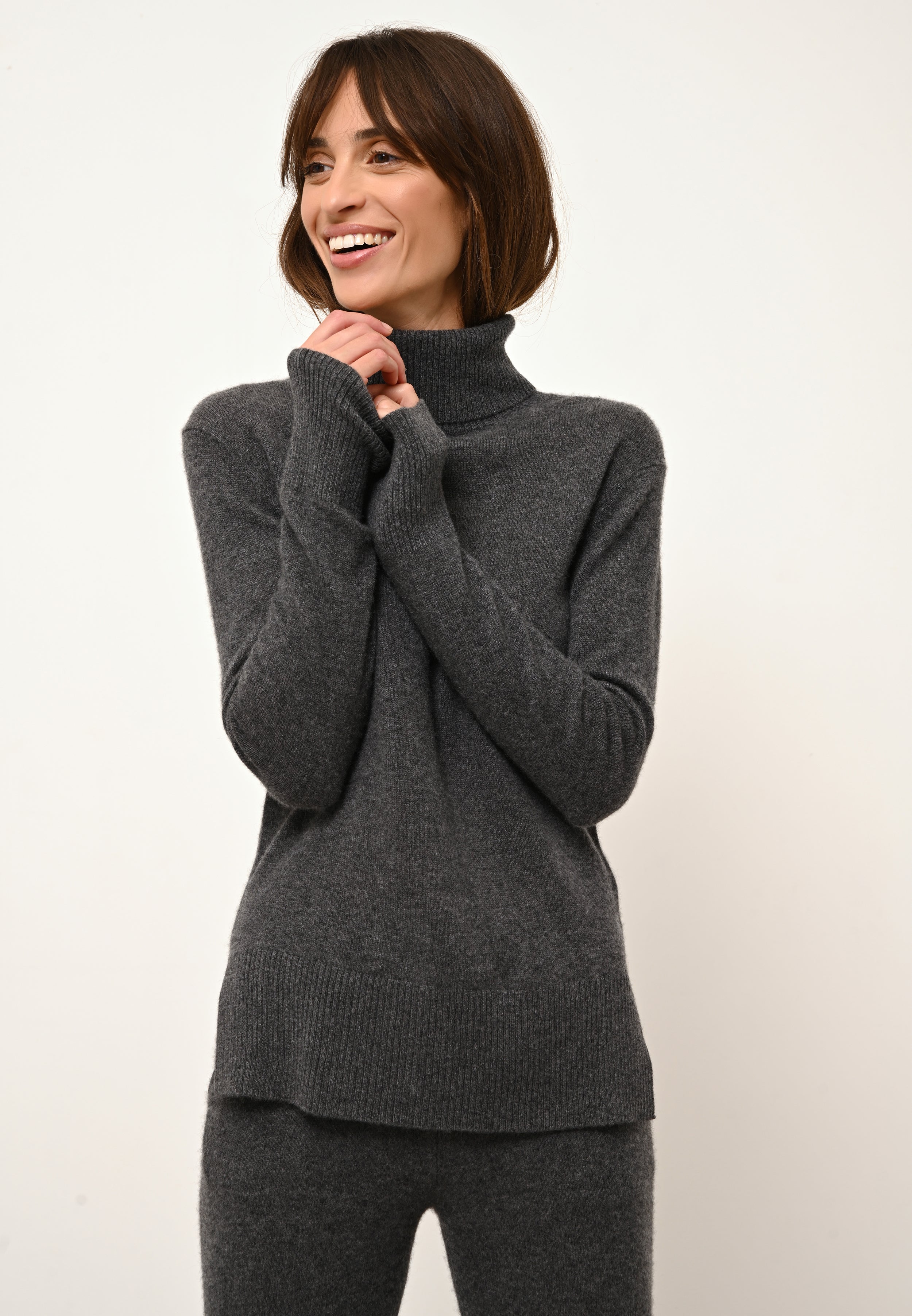 LEXIE anthracite mottled turtleneck sweater