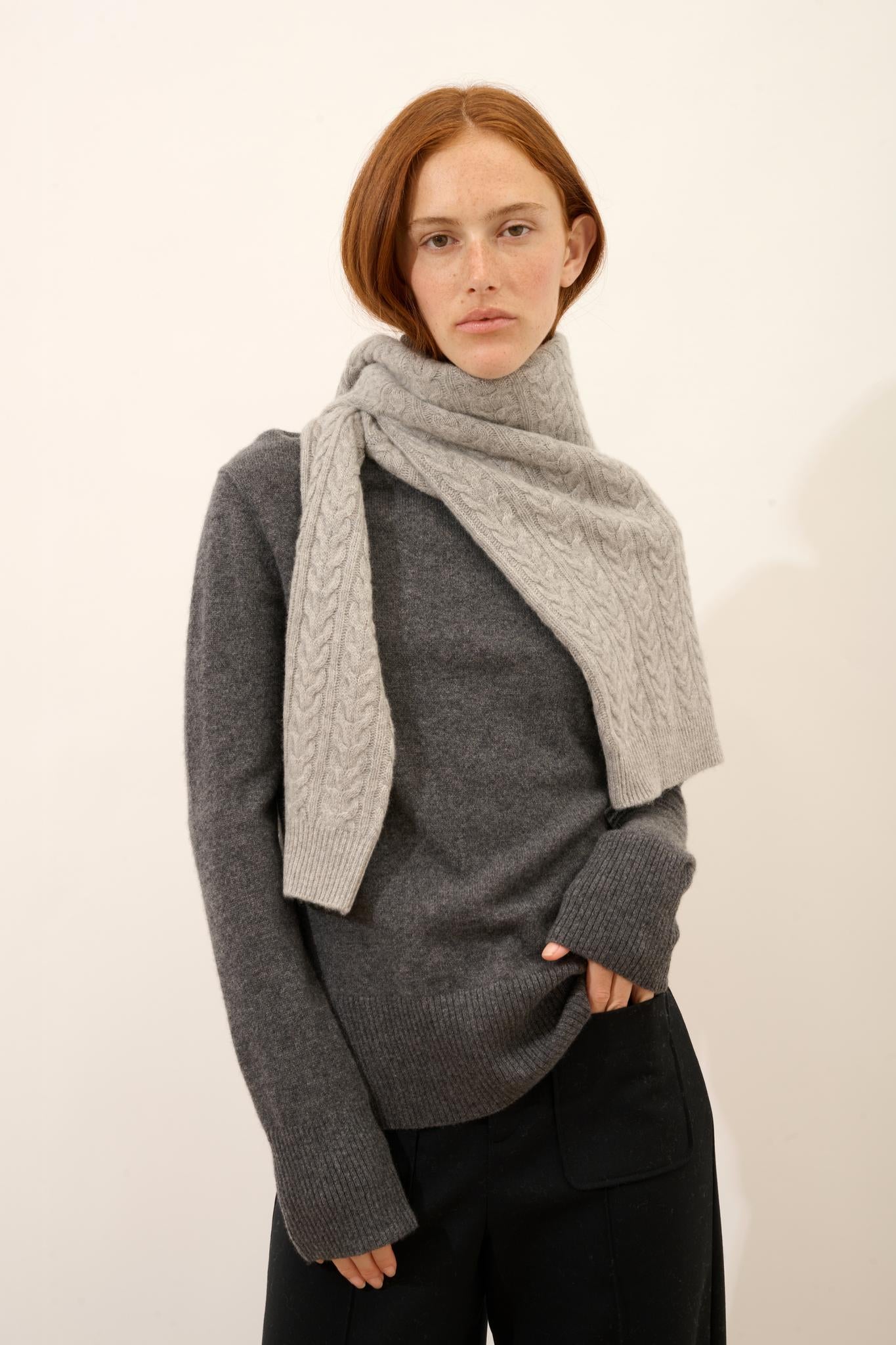 LEXIE pull col roulé anthracite chiné