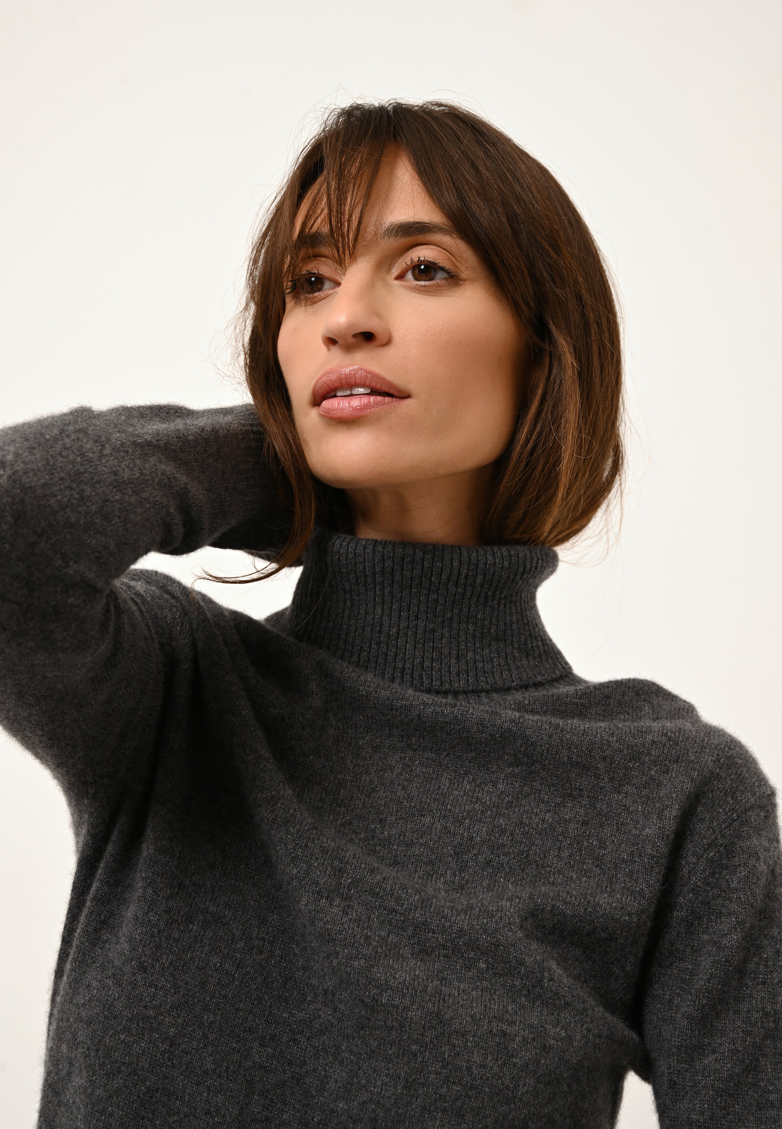 LEXIE anthracite mottled turtleneck sweater