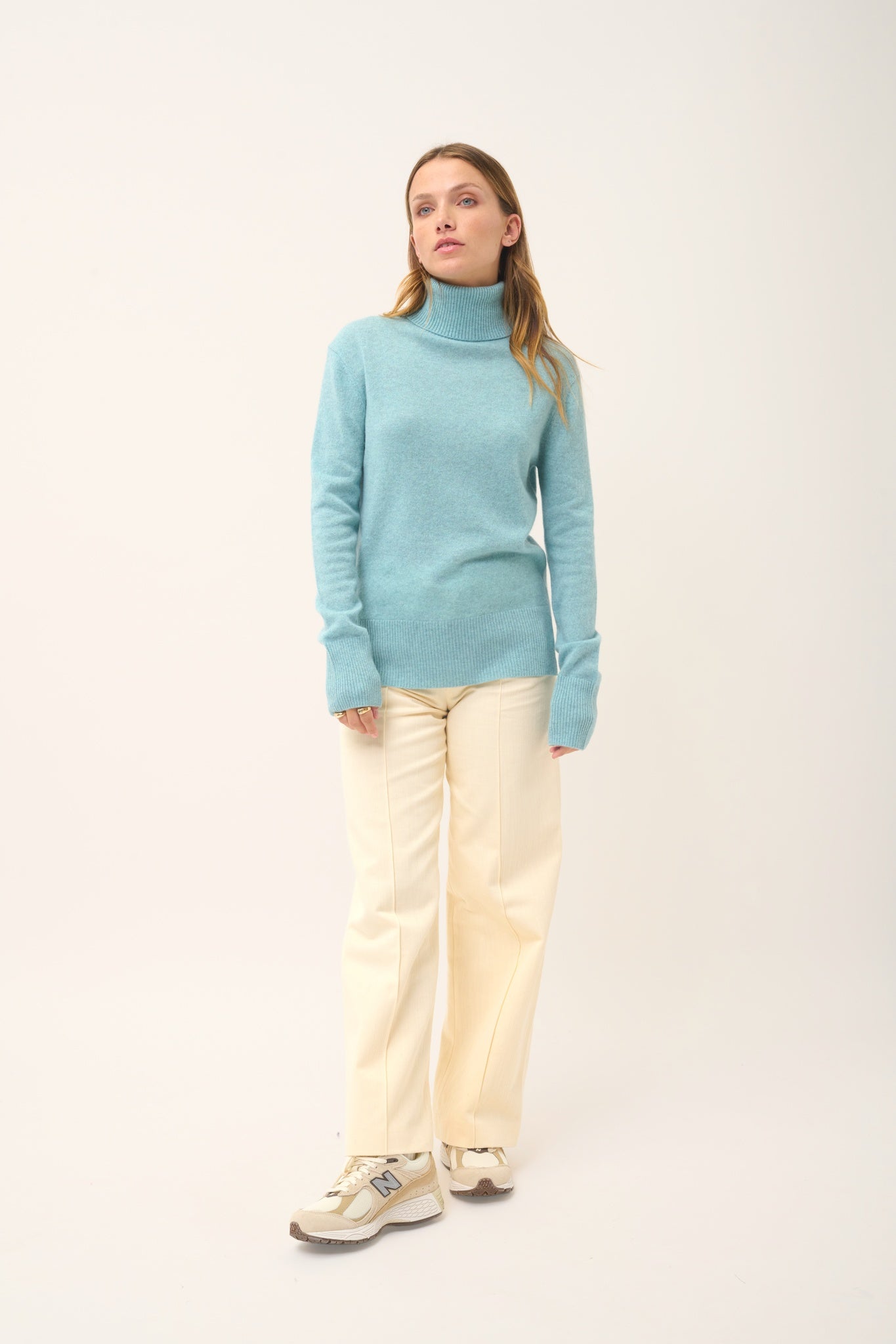 LEXIE aqua mottled turtleneck sweater