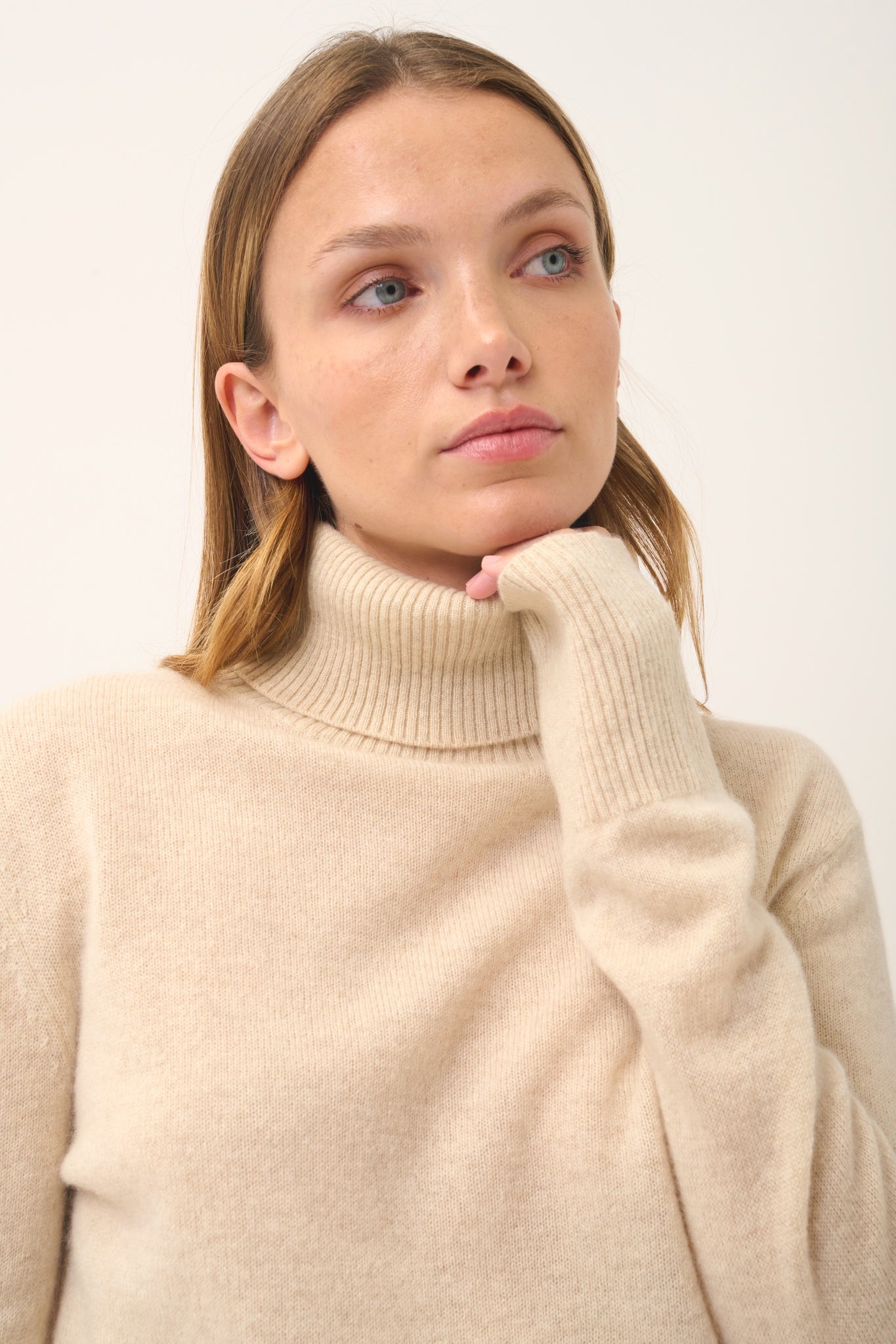 LEXIE pull col roulé avoine