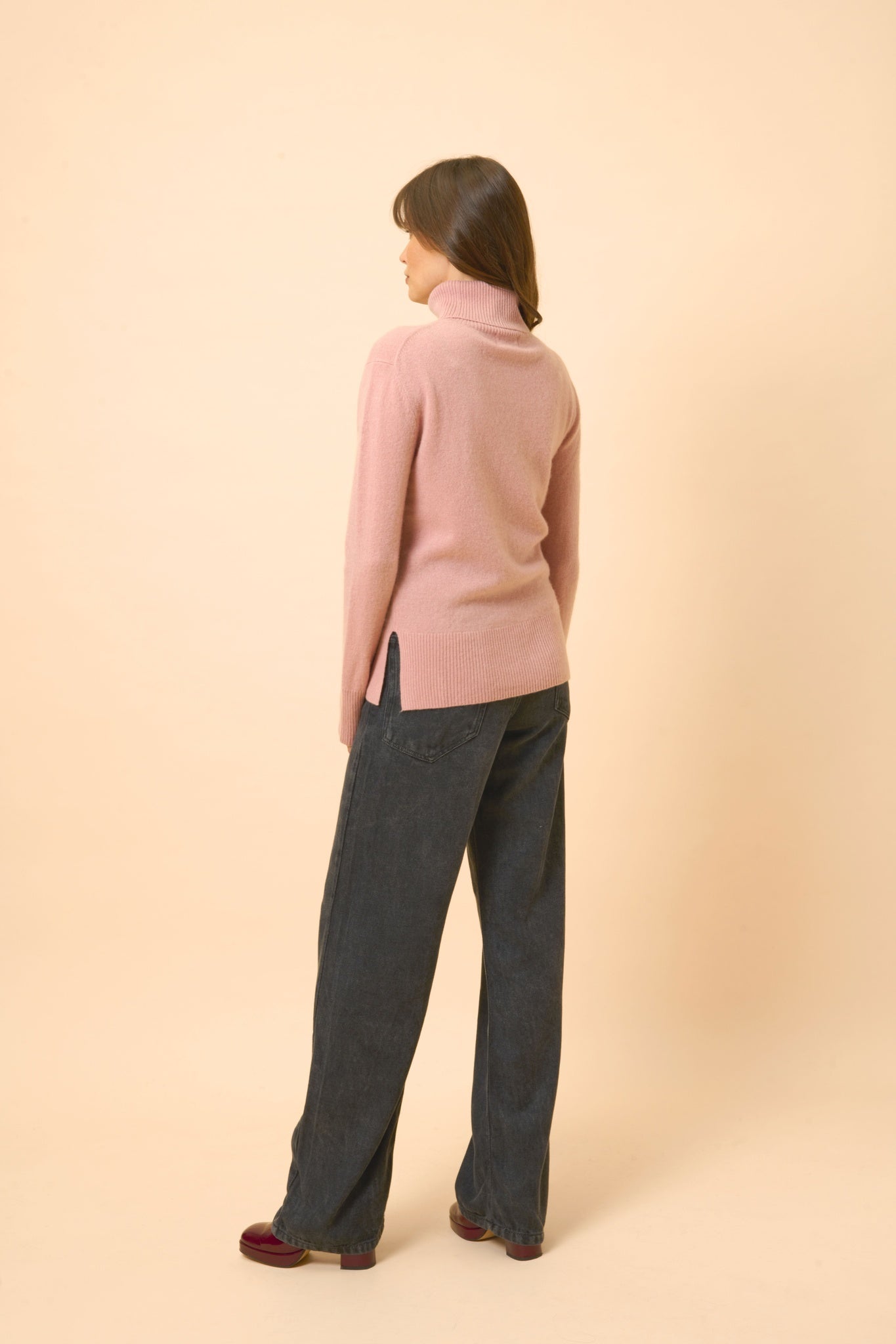 LEXIE pull col roulé bois de rose