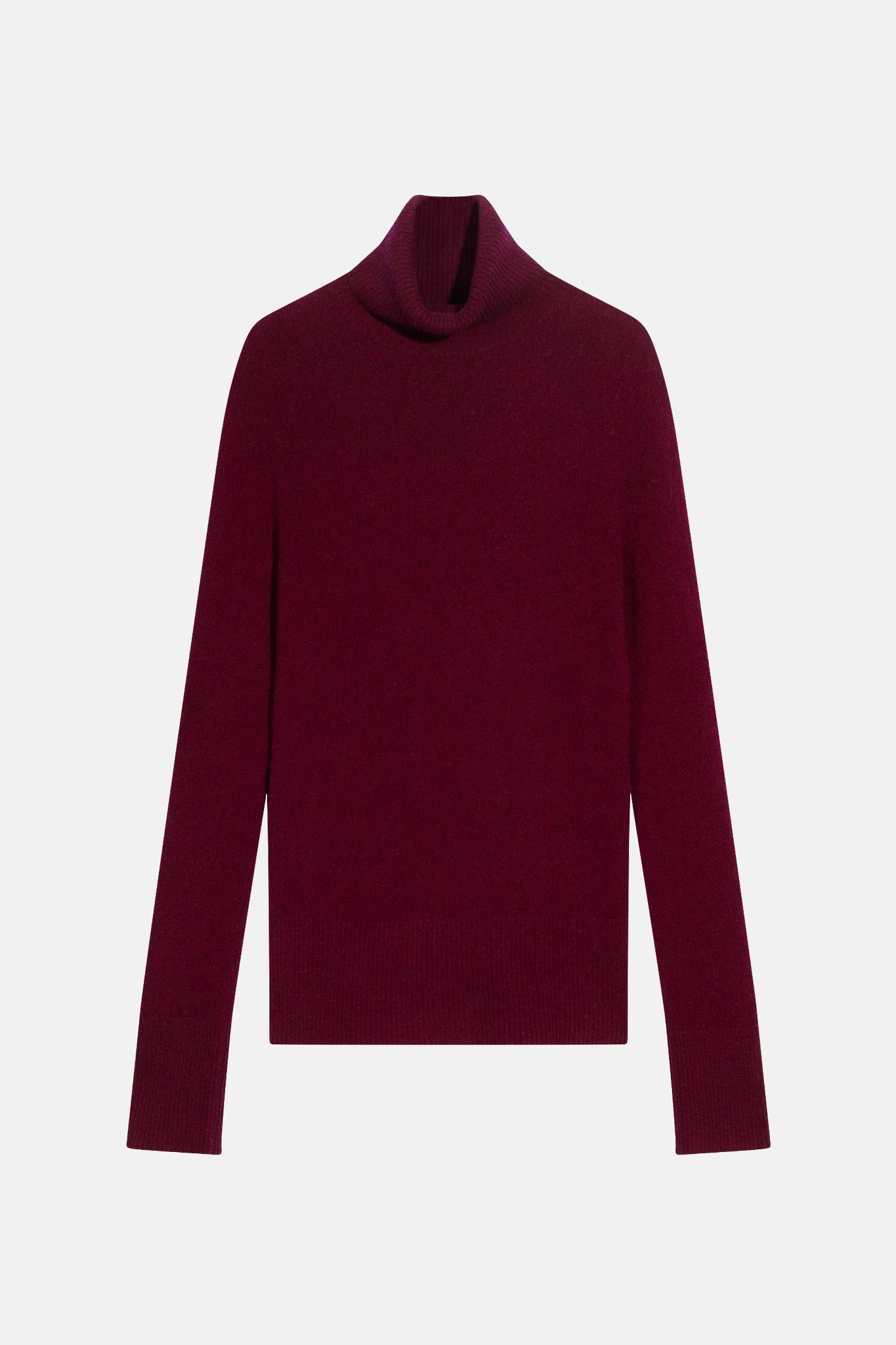 LEXIE pull col roulé bordeaux