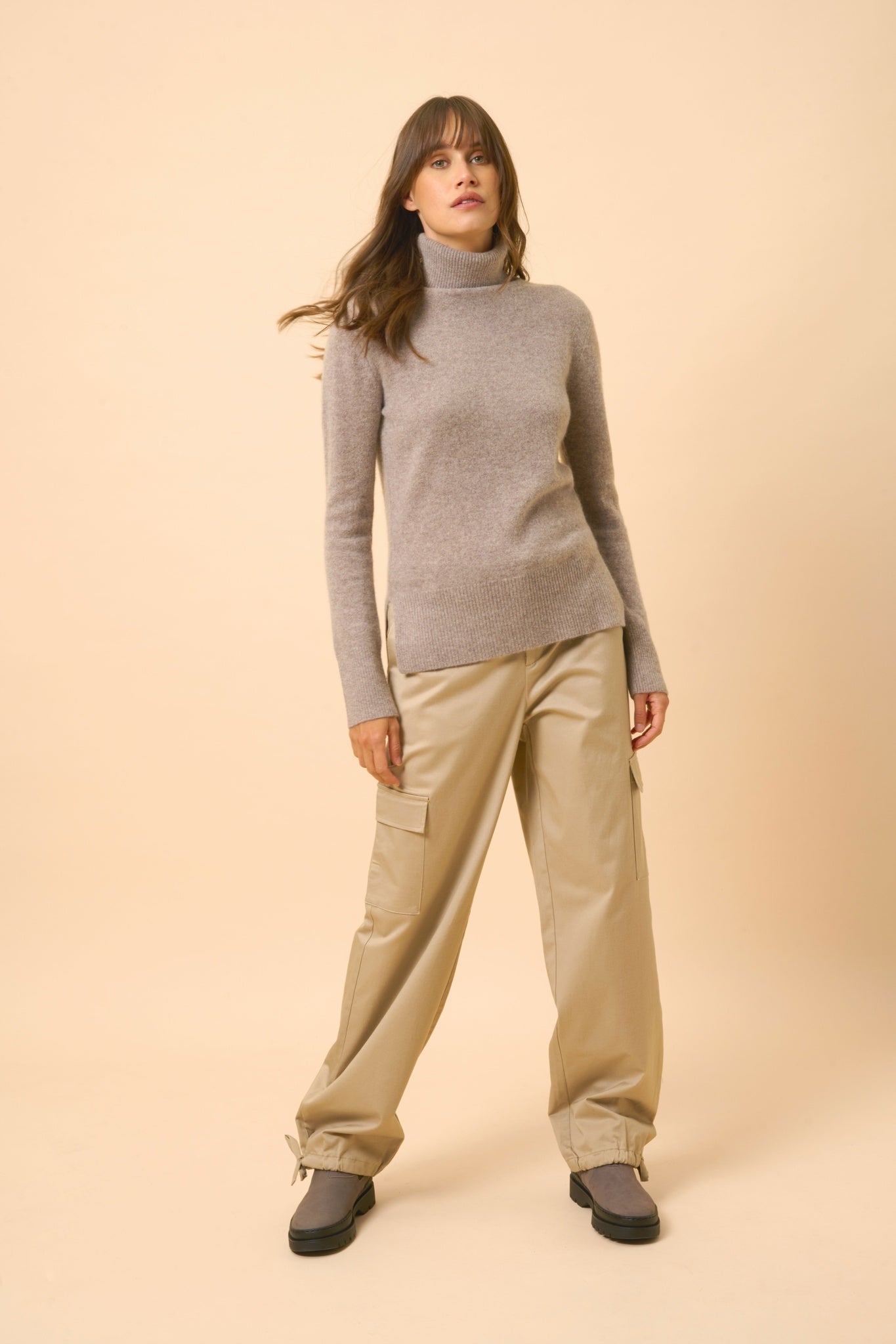 LEXIE pull col roulé caribou chiné