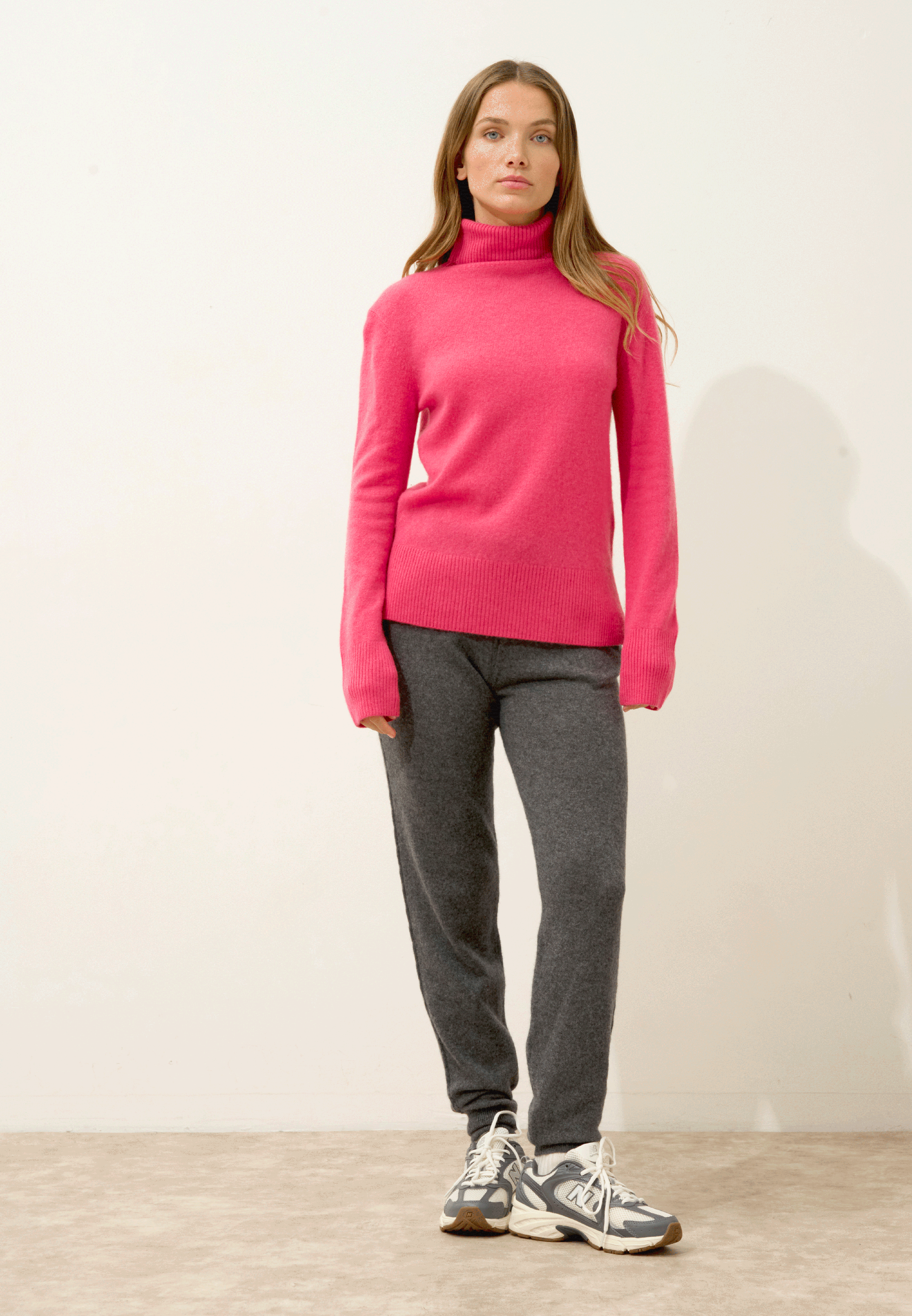 LEXIE pull col roulé fraise