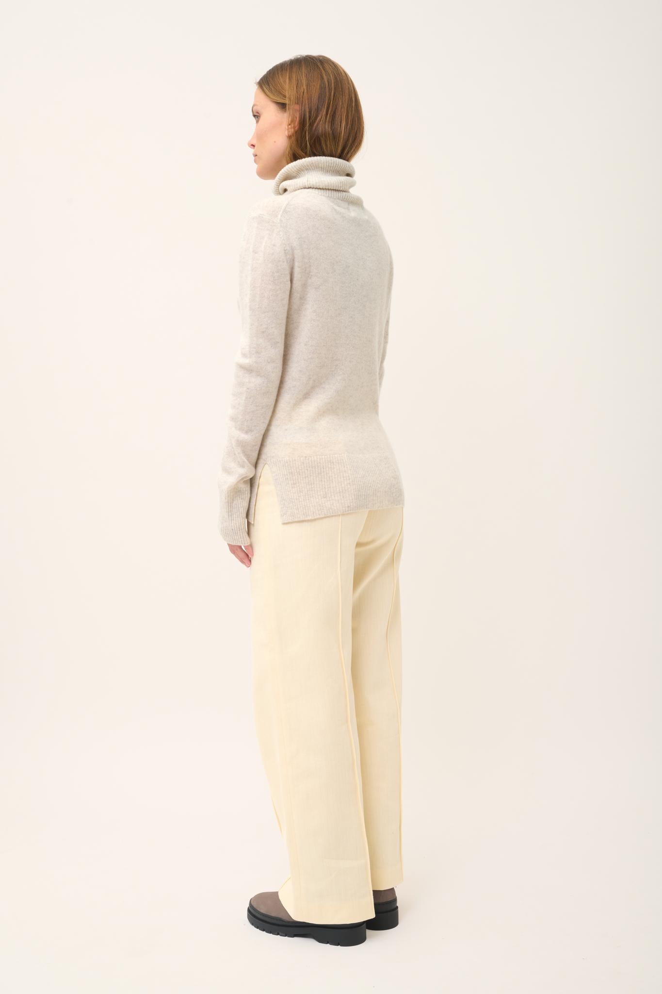 LEXIE pull col roulé gris perle chiné