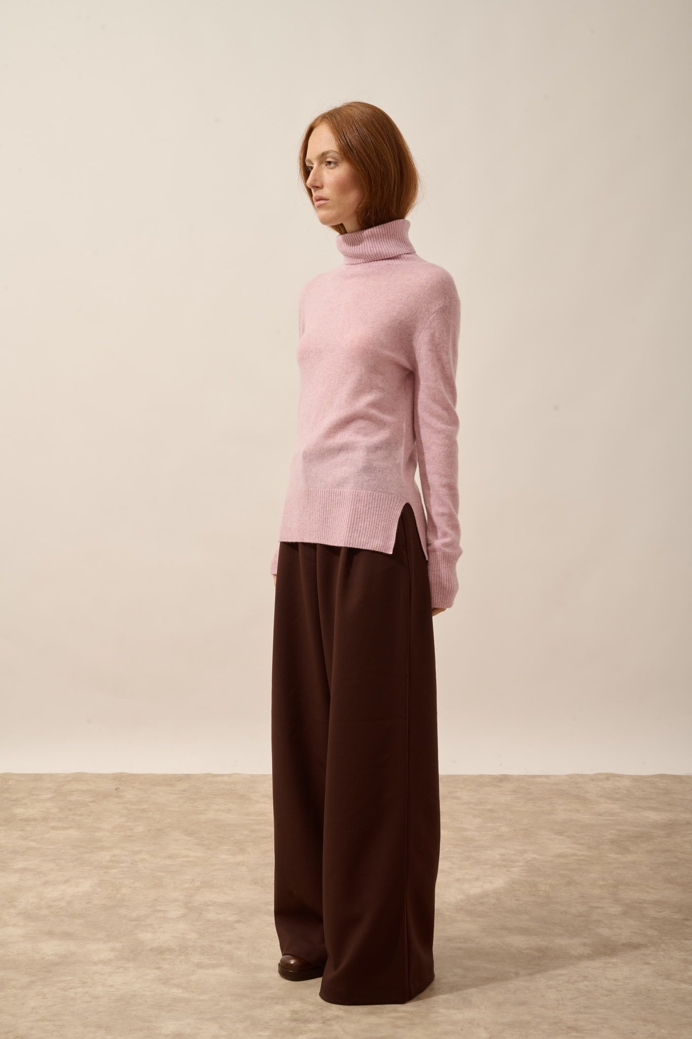 LEXIE pull col roulé guimauve chiné