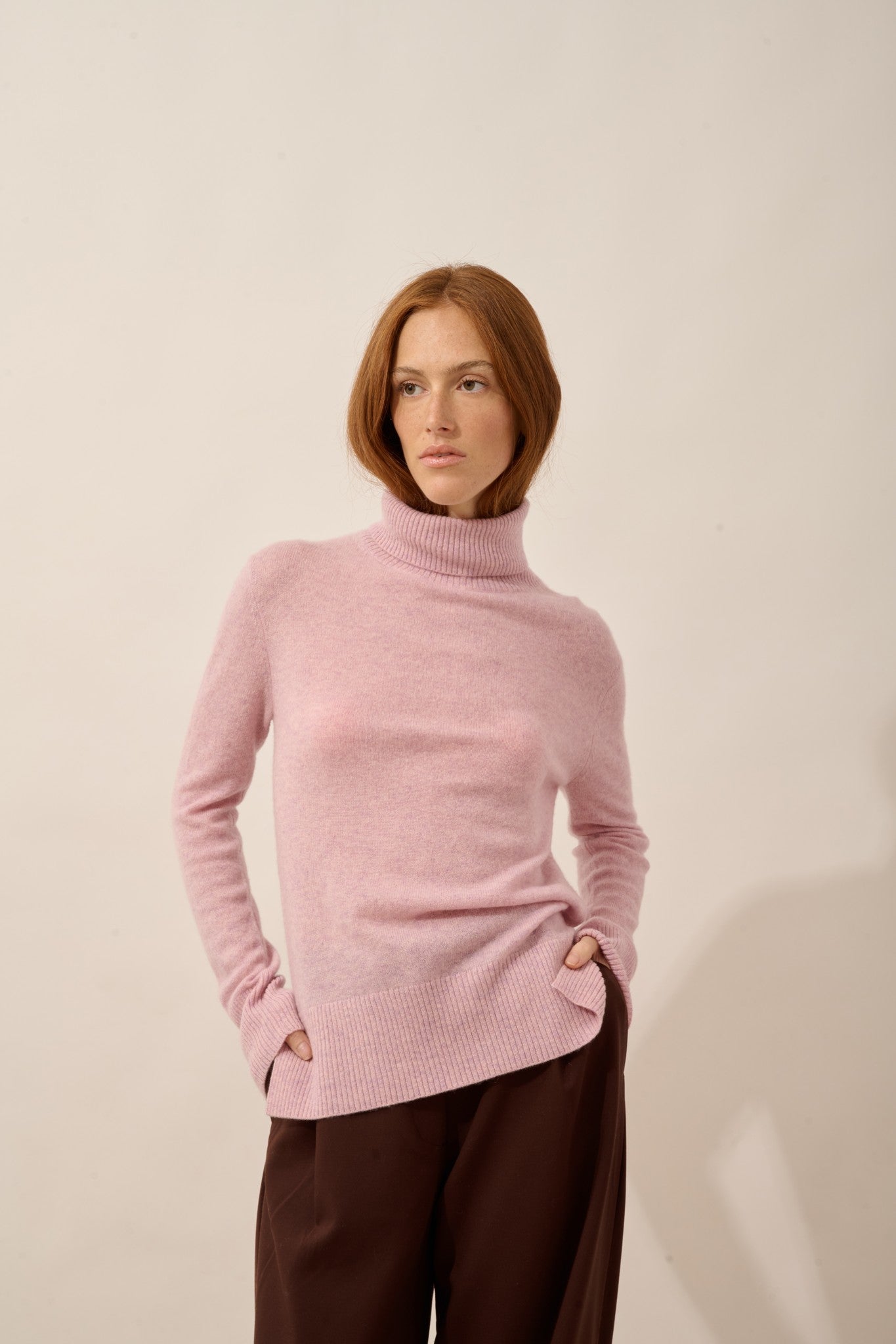 lexie pull col roulé guimauve chiné