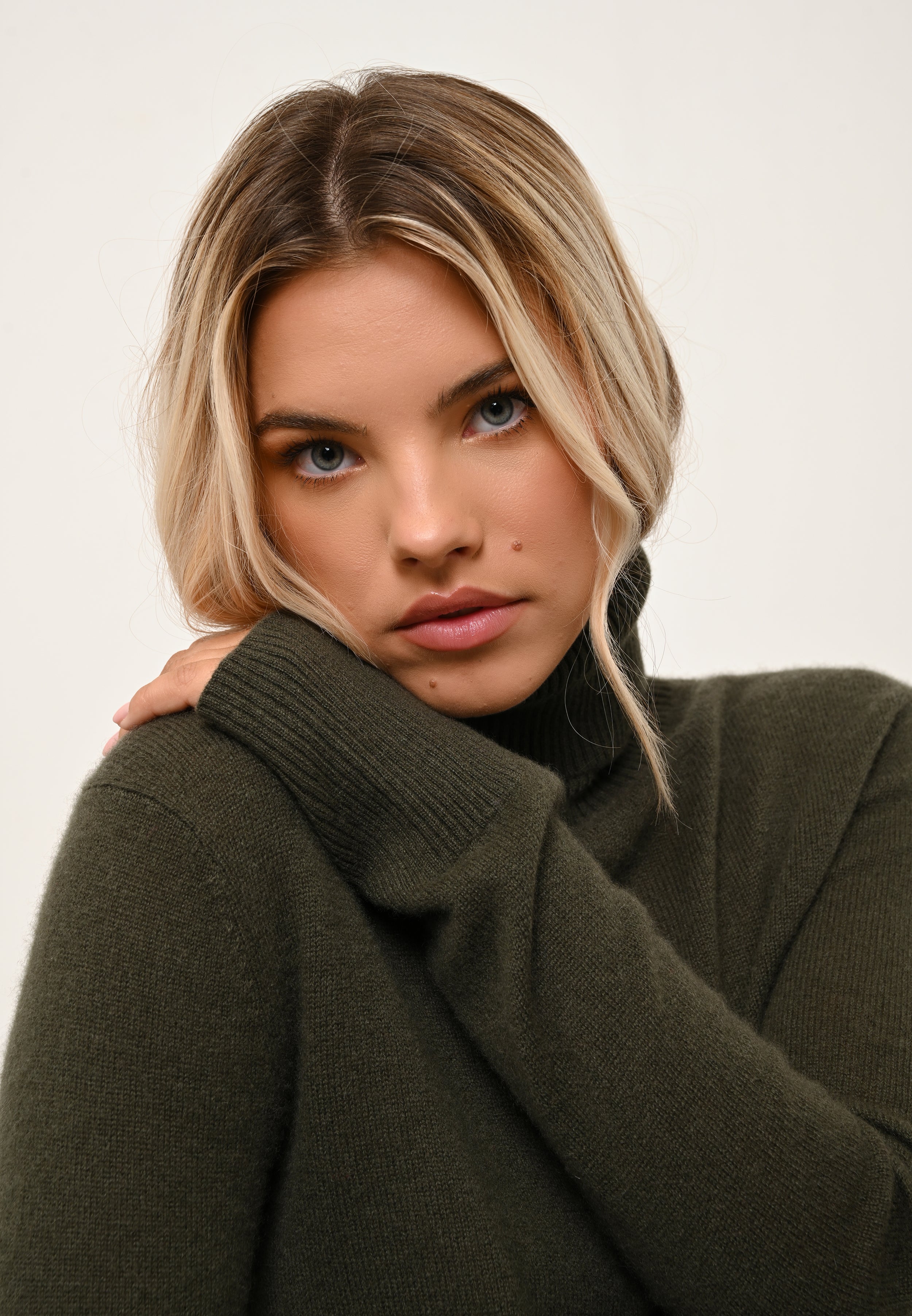 LEXIE khaki turtleneck sweater