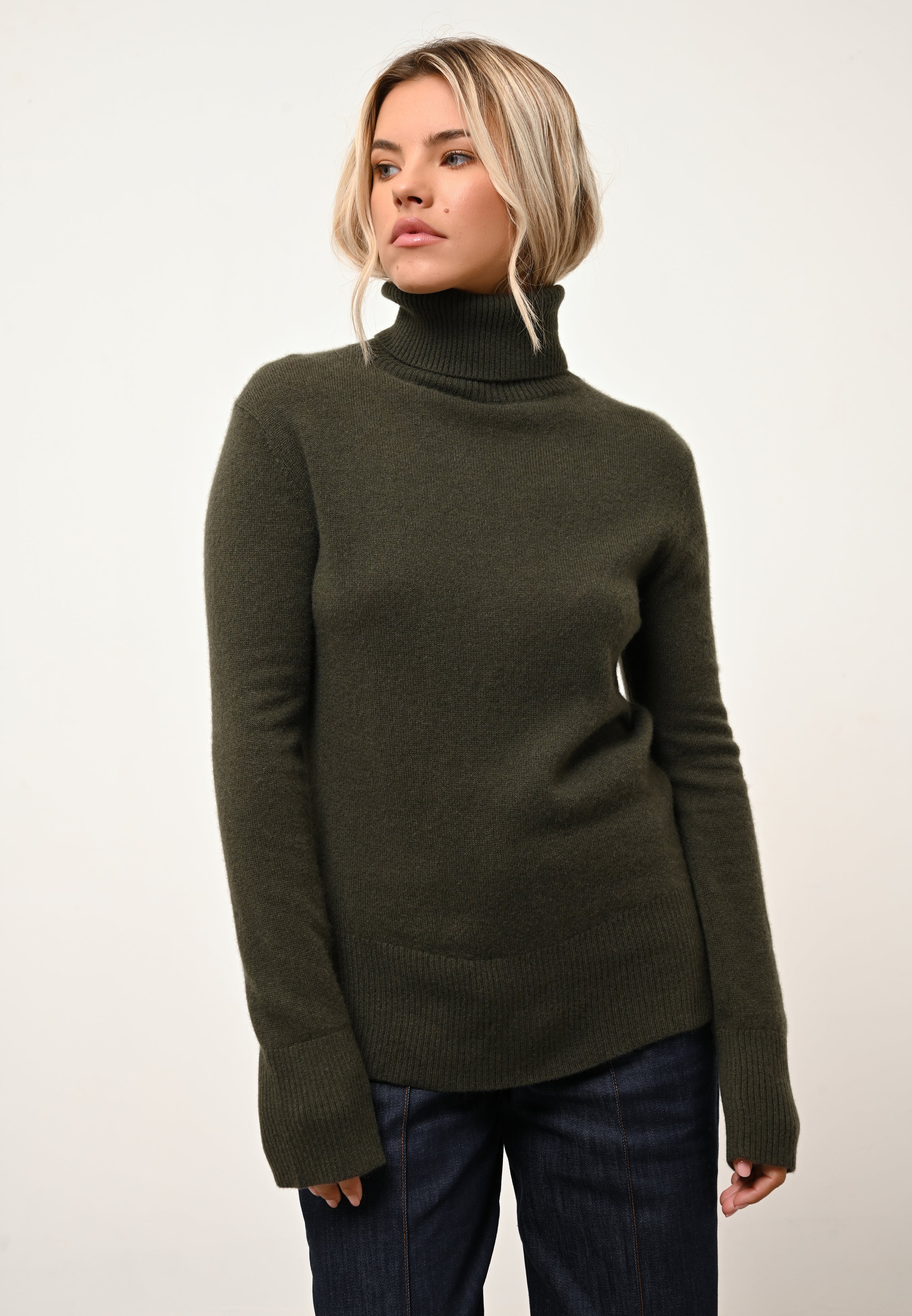 LEXIE khaki turtleneck sweater