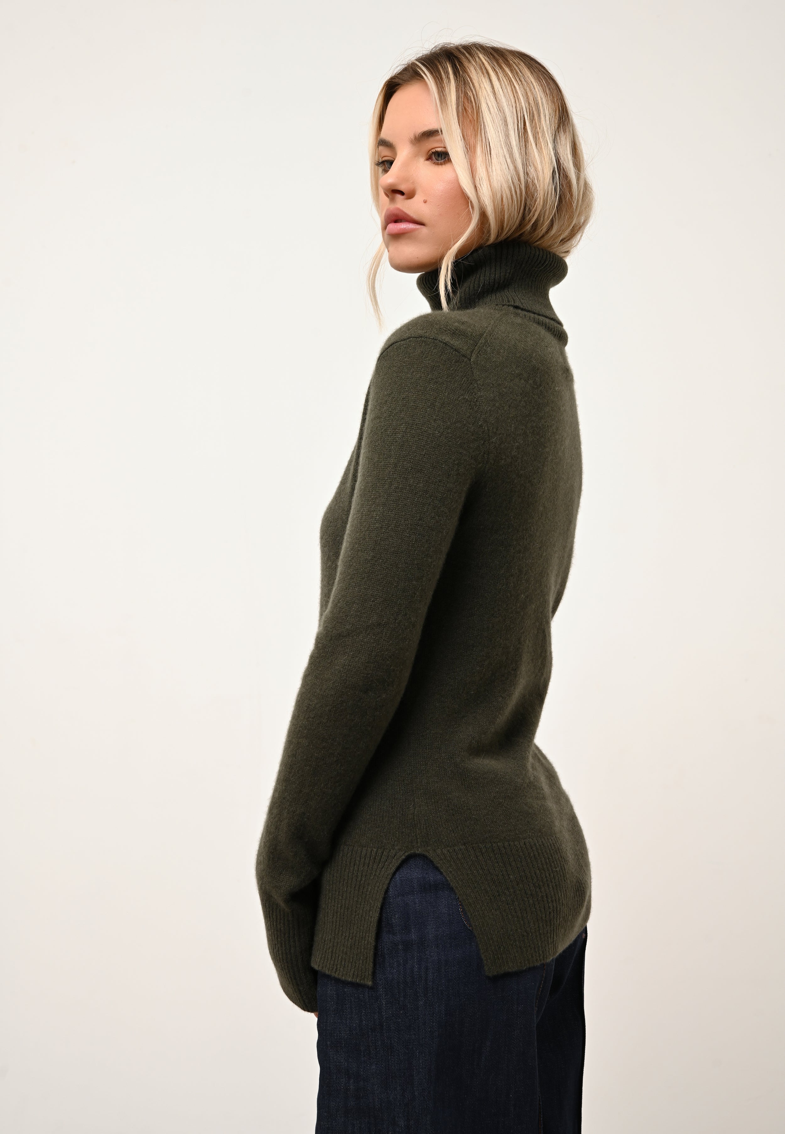 LEXIE khaki turtleneck sweater