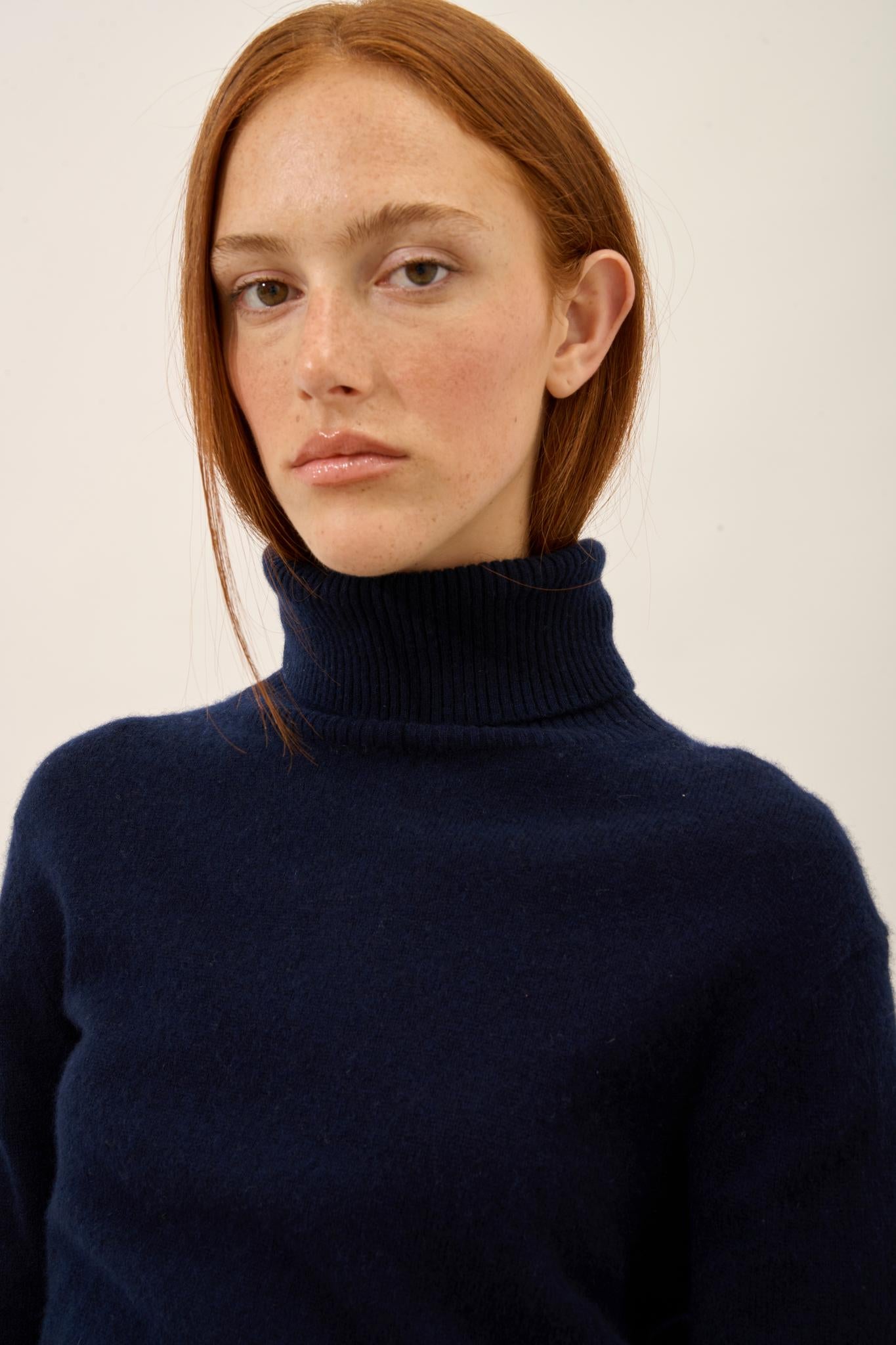 LEXIE navy turtleneck sweater